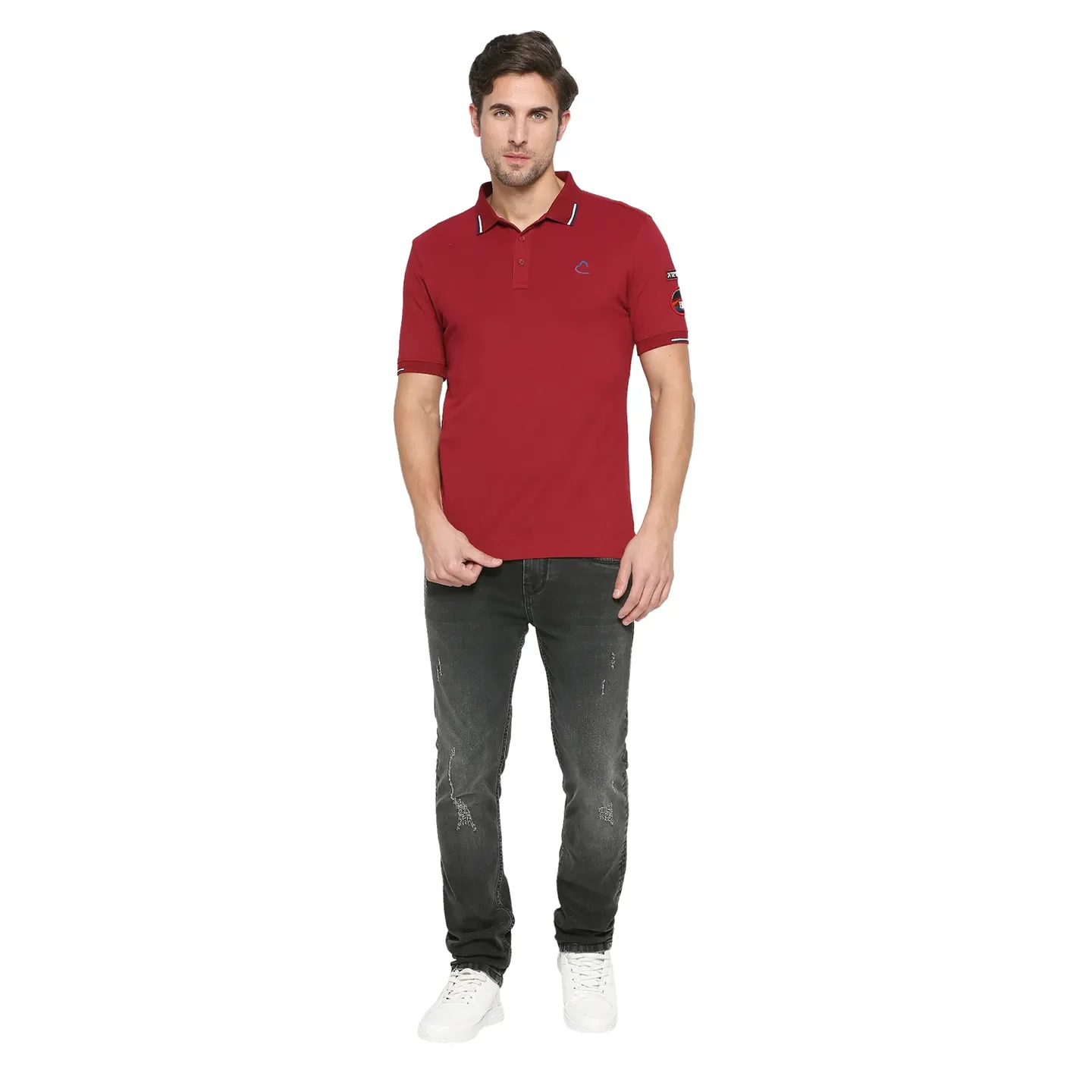 Red Regular Fit Men's Polo T-shirt by Being Human Clothing - Image 6