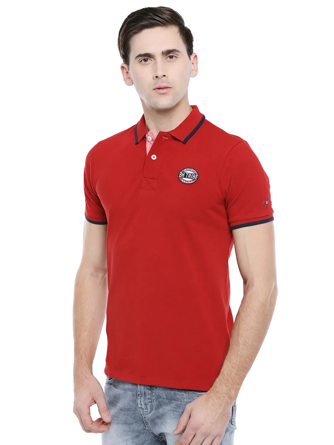Red Regular Fit Men's Polo T-Shirt by Being Human Clothing - Image 2