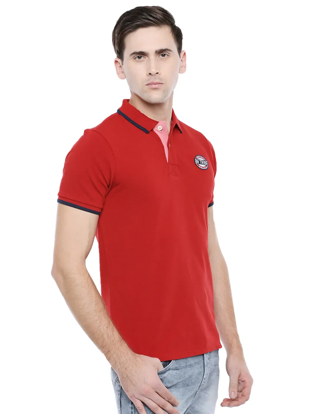 Red Regular Fit Men's Polo T-Shirt by Being Human Clothing - Image 3