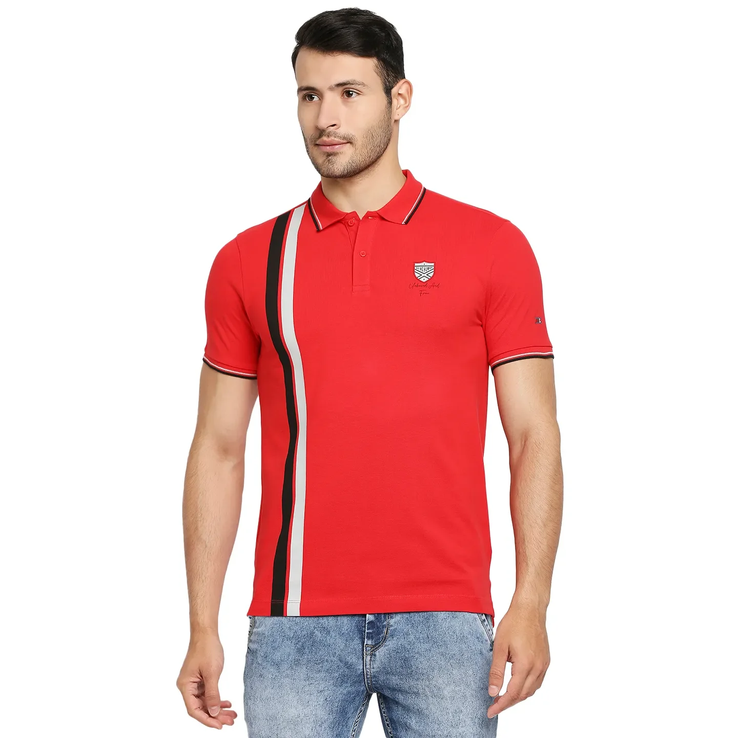 Red Regular Fit Men's Polo T-Shirt by Being Human Clothing