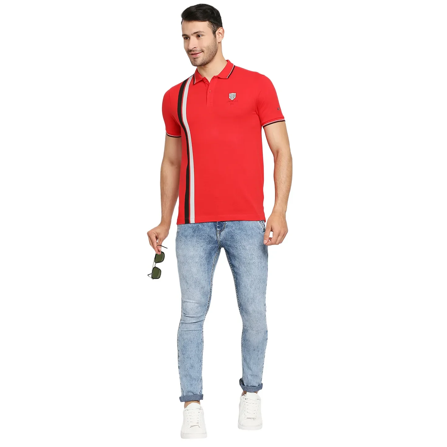 Red Regular Fit Men's Polo T-Shirt by Being Human Clothing - Image 6