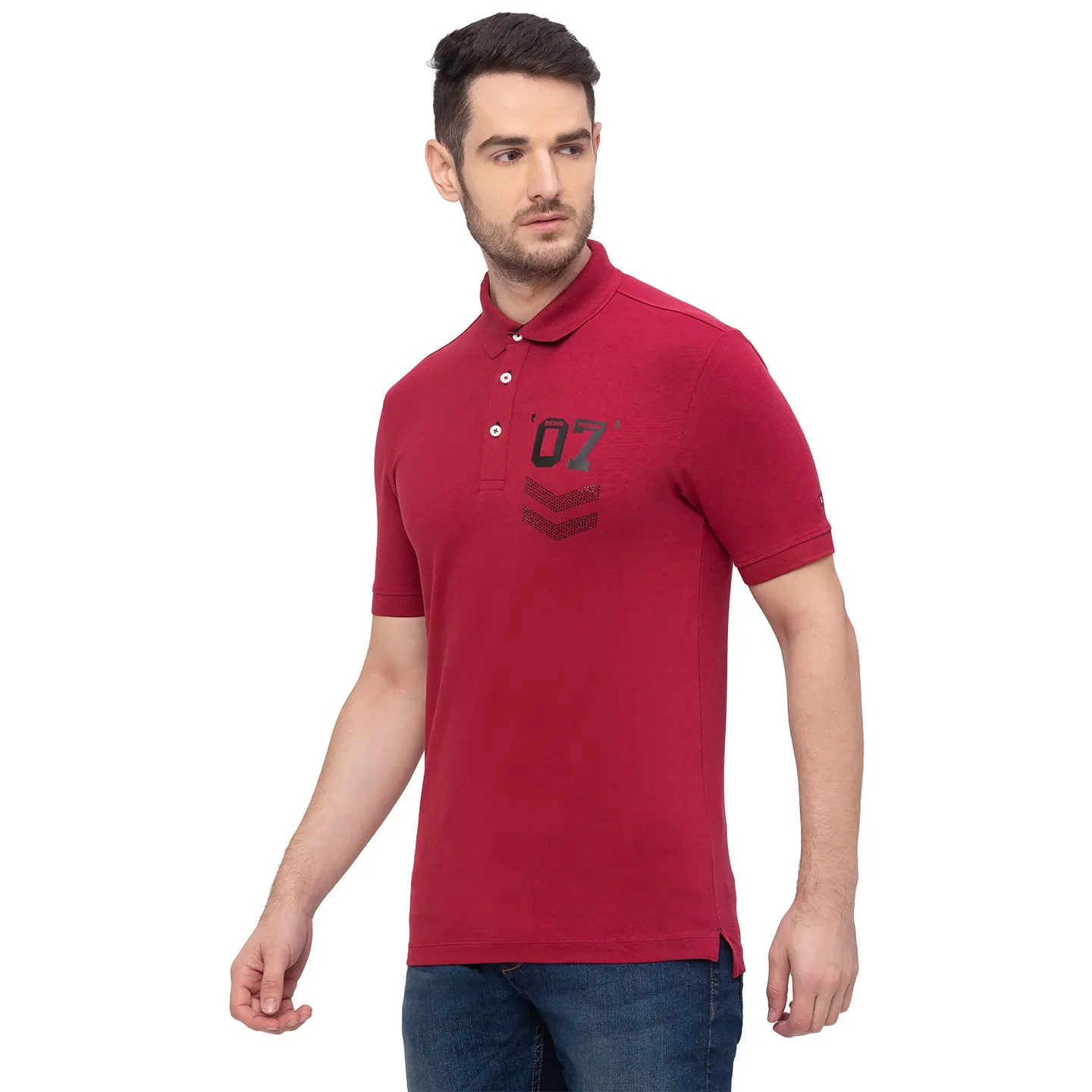 Red Regular Fit Men's Polo T-Shirt by Being Human Clothing