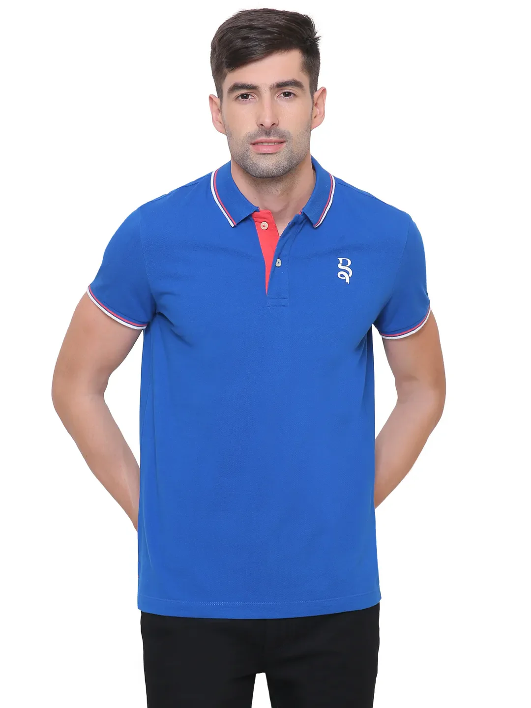 Blue Regular Fit Men's Polo T-Shirt by Being Human Clothing