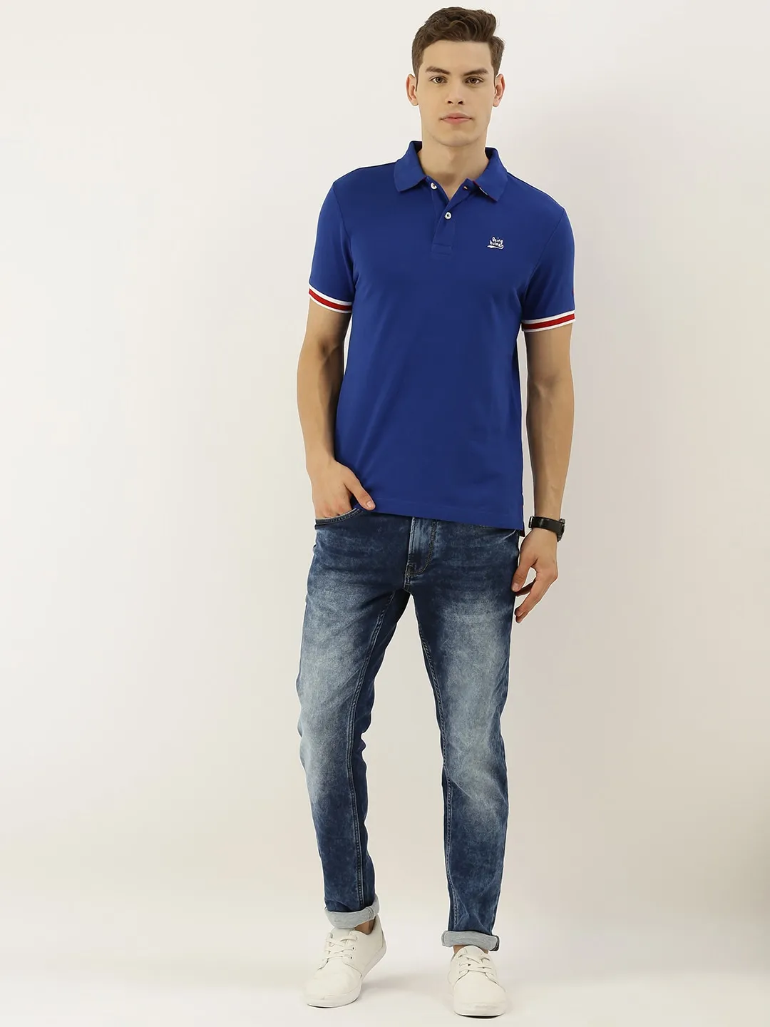 Royal Blue Regular Fit Men's Polo T-Shirt by Being Human Clothing - Image 4