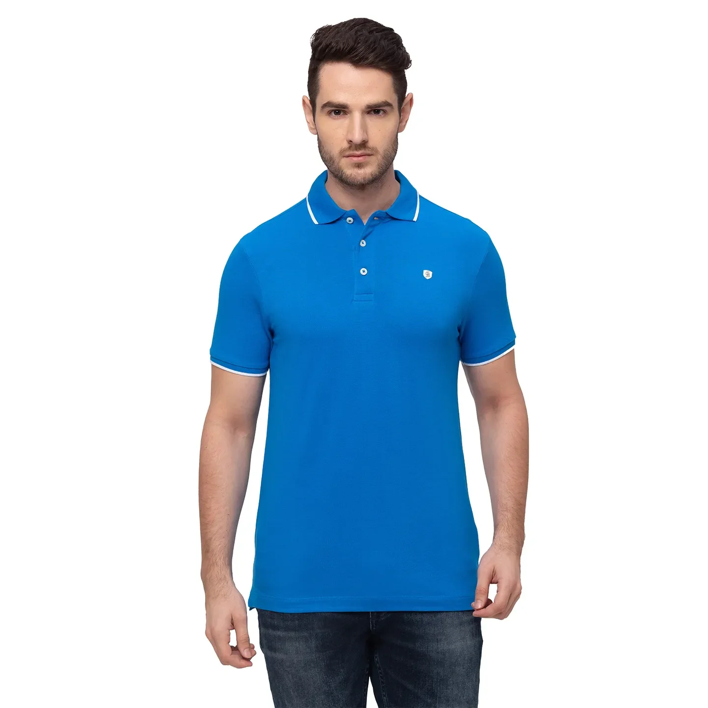 Blue Regular Fit Men's Polo T-Shirt by Being Human Clothing