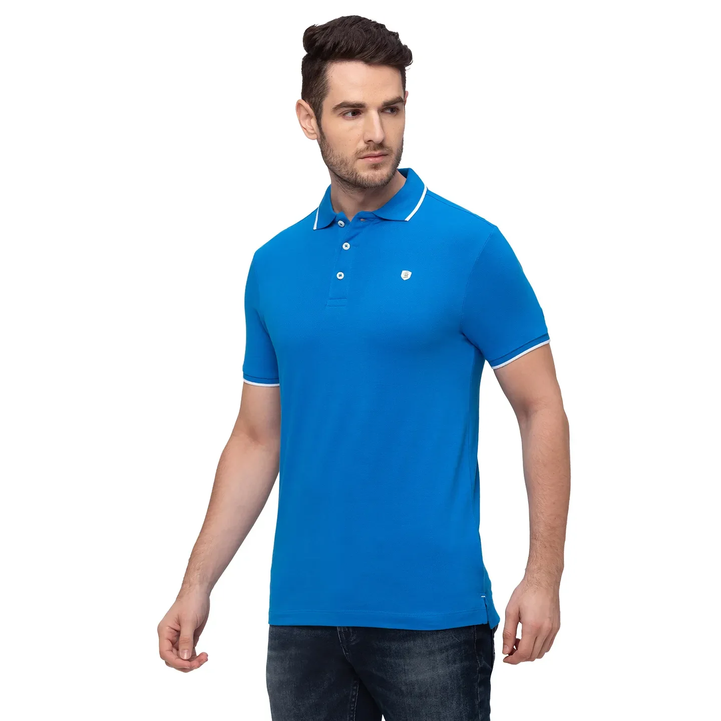 Blue Regular Fit Men's Polo T-Shirt by Being Human Clothing - Image 2