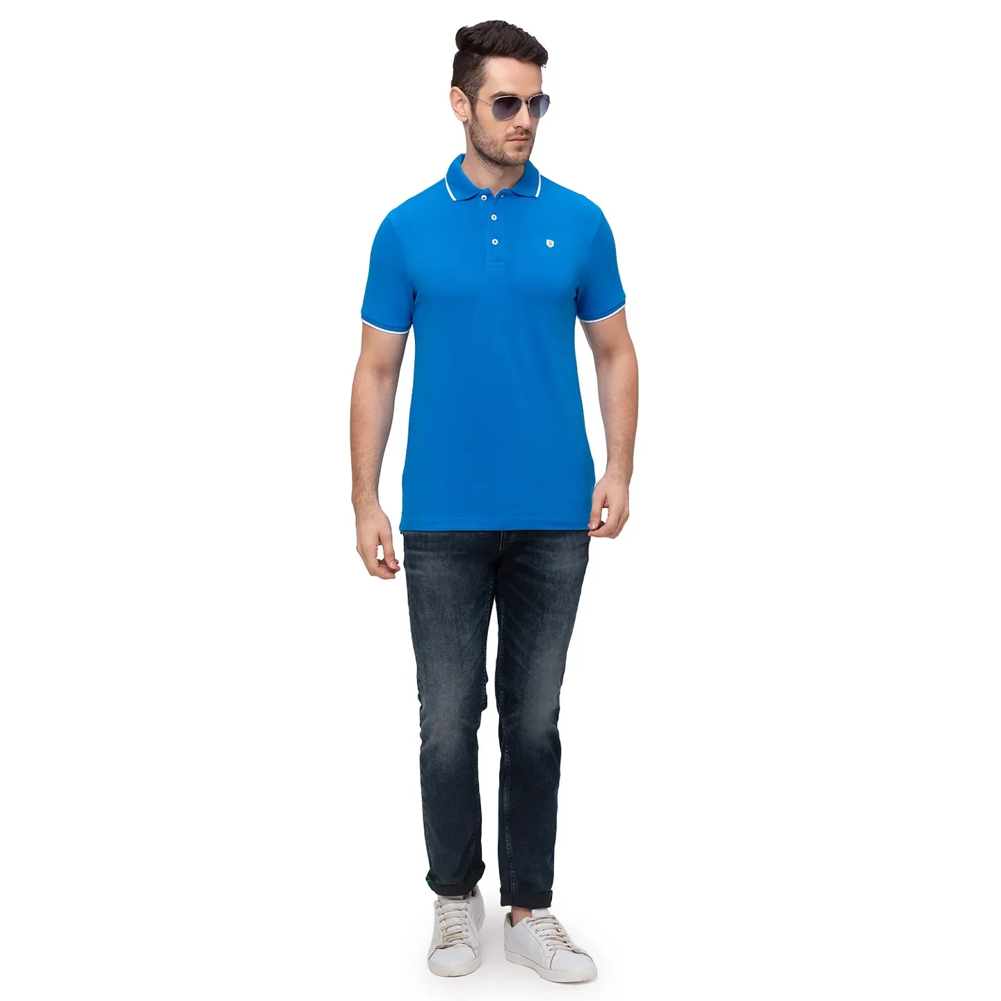 Blue Regular Fit Men's Polo T-Shirt by Being Human Clothing - Image 5