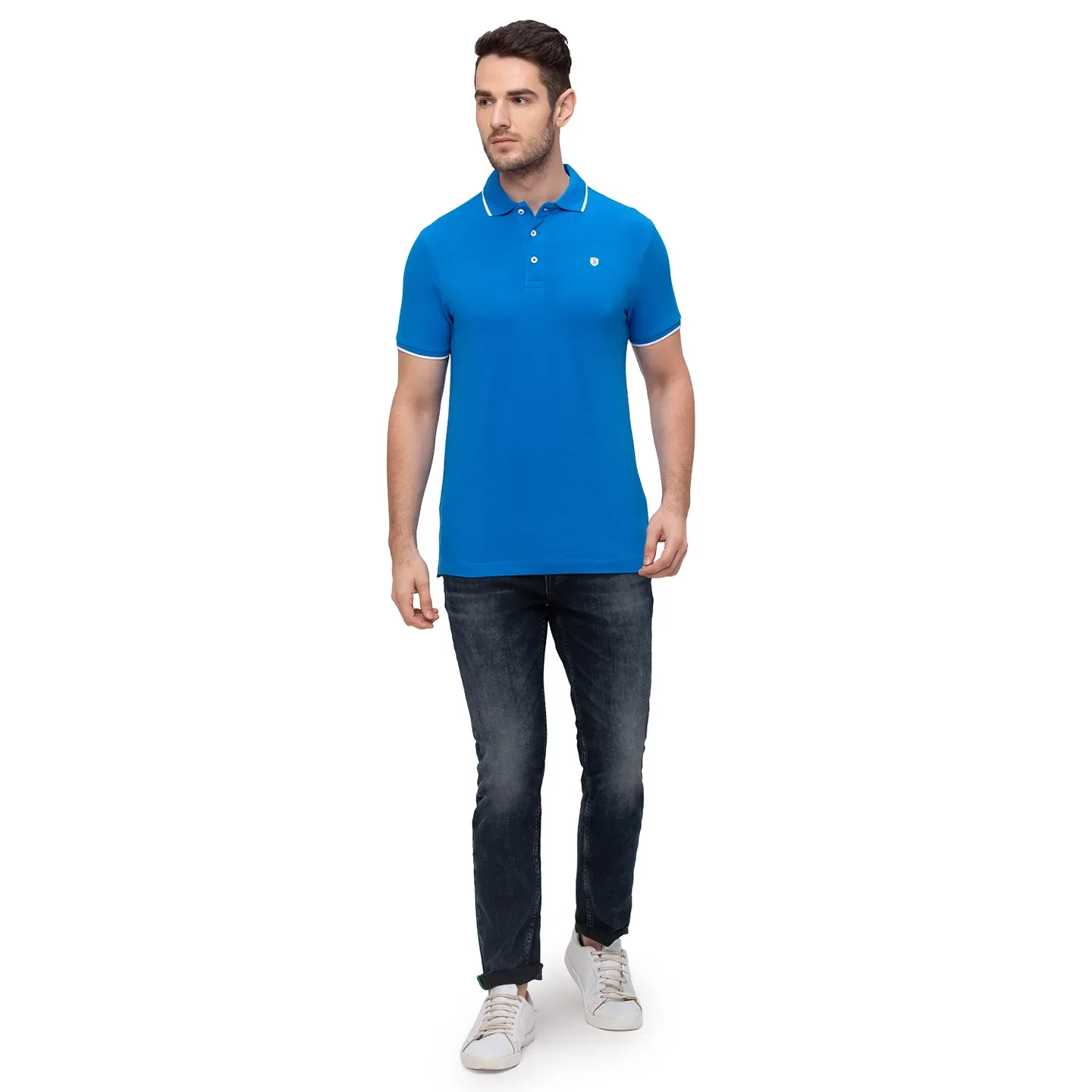 Blue Regular Fit Men's Polo T-Shirt by Being Human Clothing - Image 6