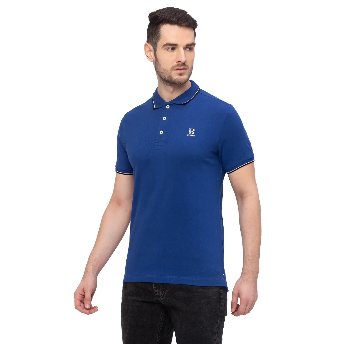Royal Blue Regular Fit Men's Polo T-Shirt by Being Human Clothing - Image 2