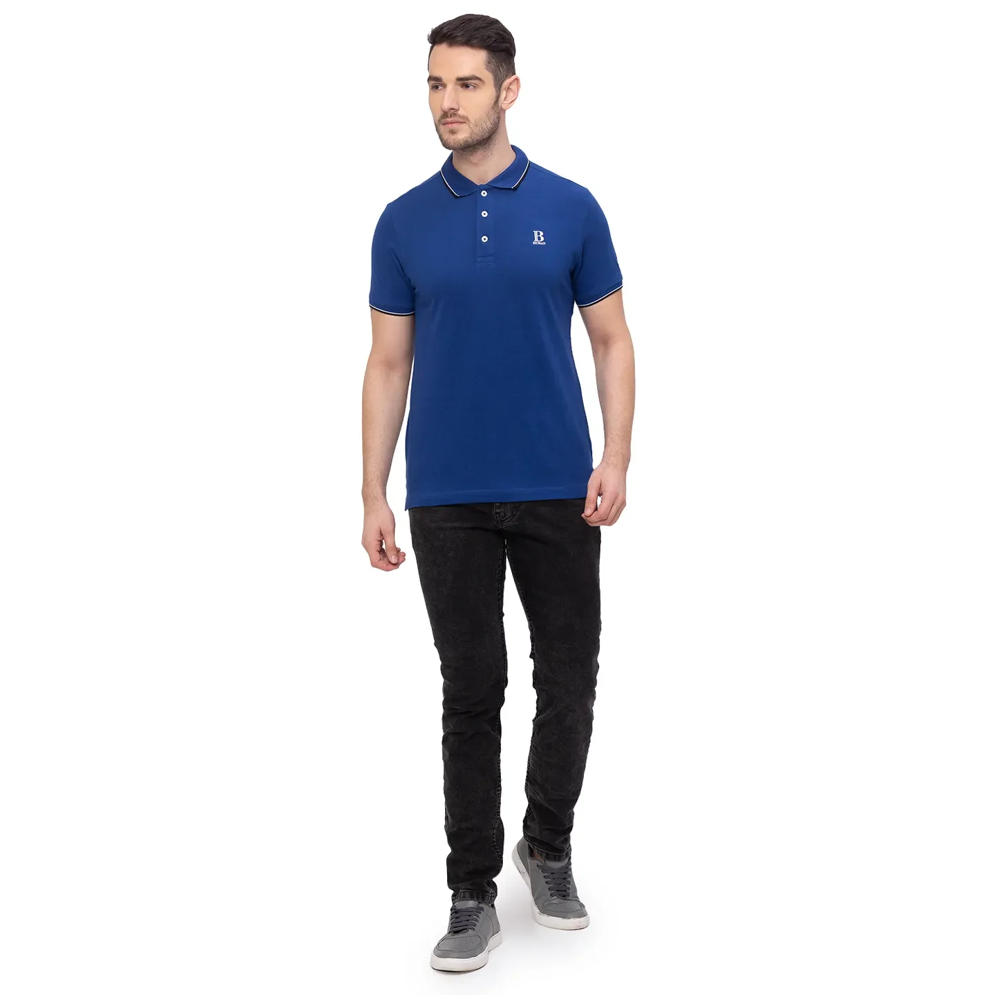 Royal Blue Regular Fit Men's Polo T-Shirt by Being Human Clothing - Image 5