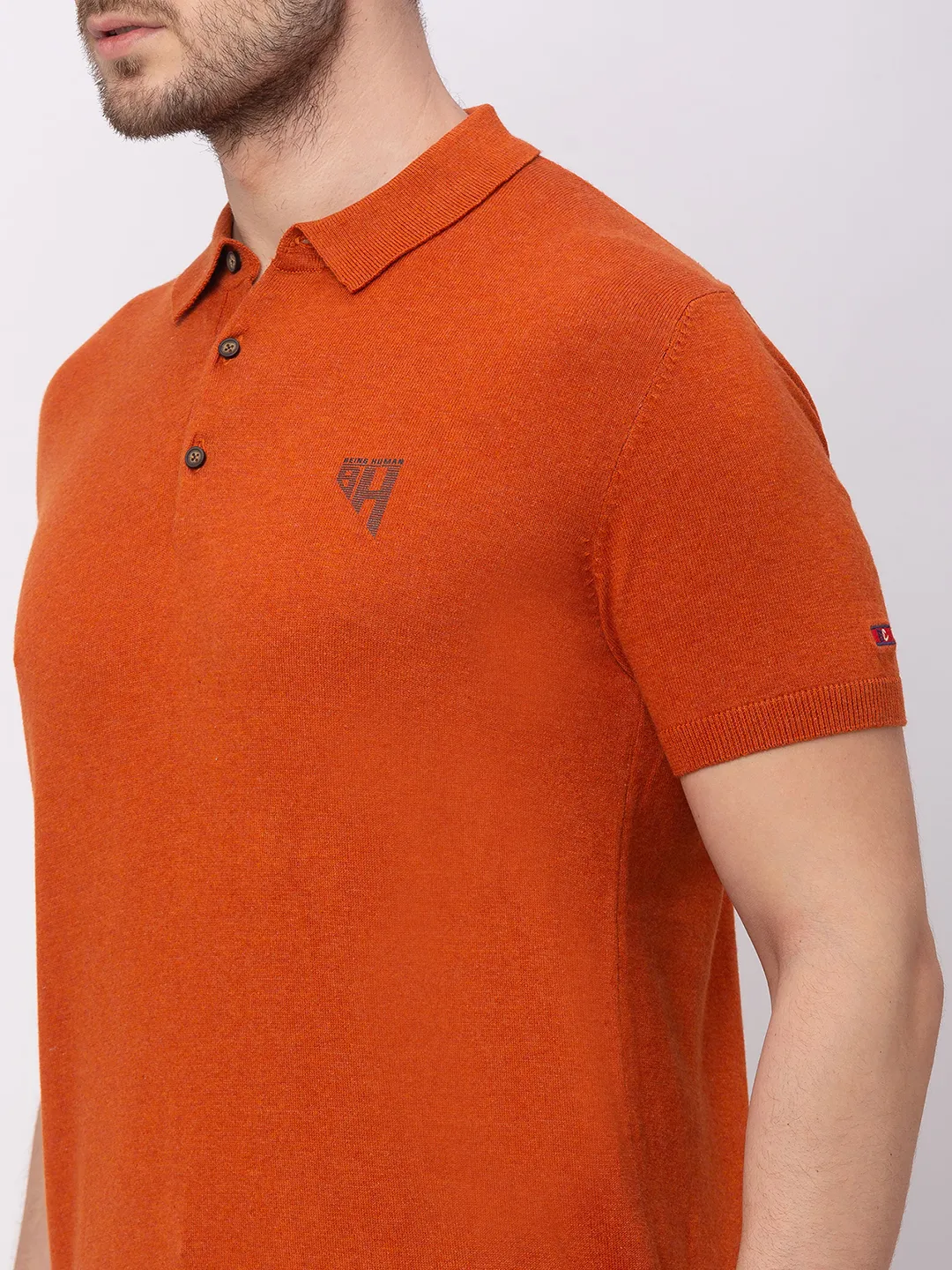 Brown Regular Fit Men's Polo T-Shirt by Being Human Clothing - Image 4
