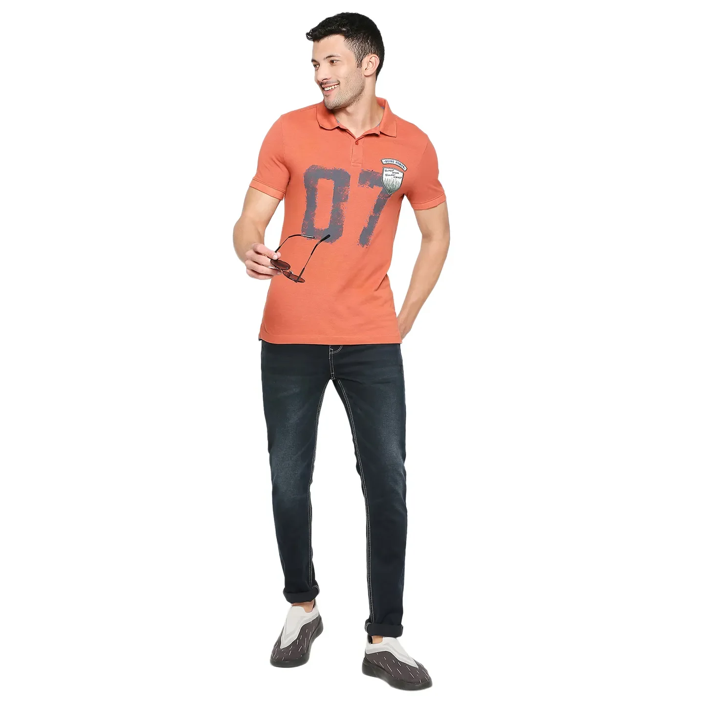 Orange Regular Fit Men's Polo T-Shirt by Being Human Clothing - Image 6