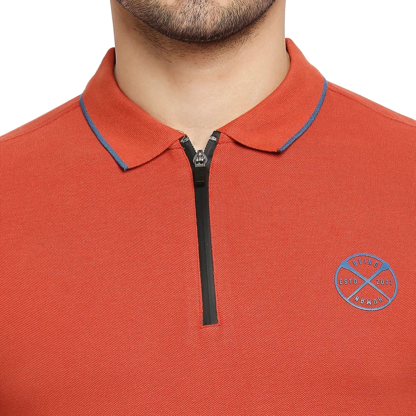 Brown Regular Fit Men's Long Sleeves Polo T-Shirt by Being Human Clothing - Image 3