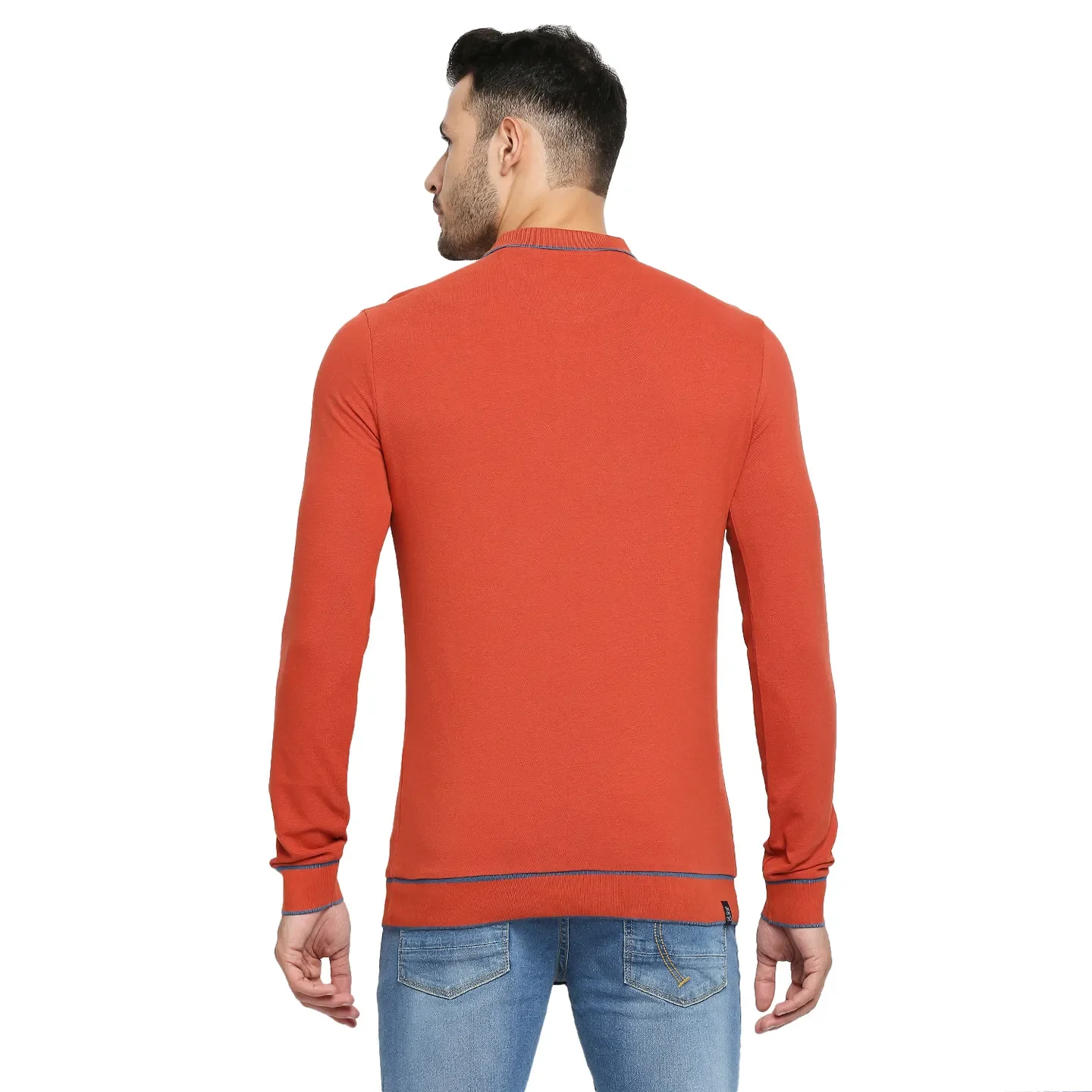 Brown Regular Fit Men's Long Sleeves Polo T-Shirt by Being Human Clothing - Image 4