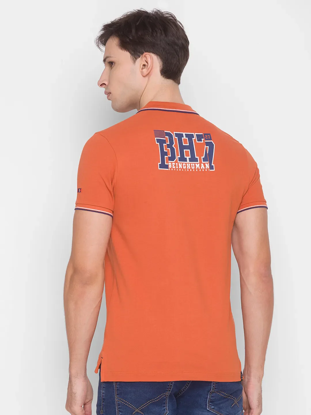 Brown Regular Fit Men's Polo T-Shirt by Being Human Clothing - Image 3