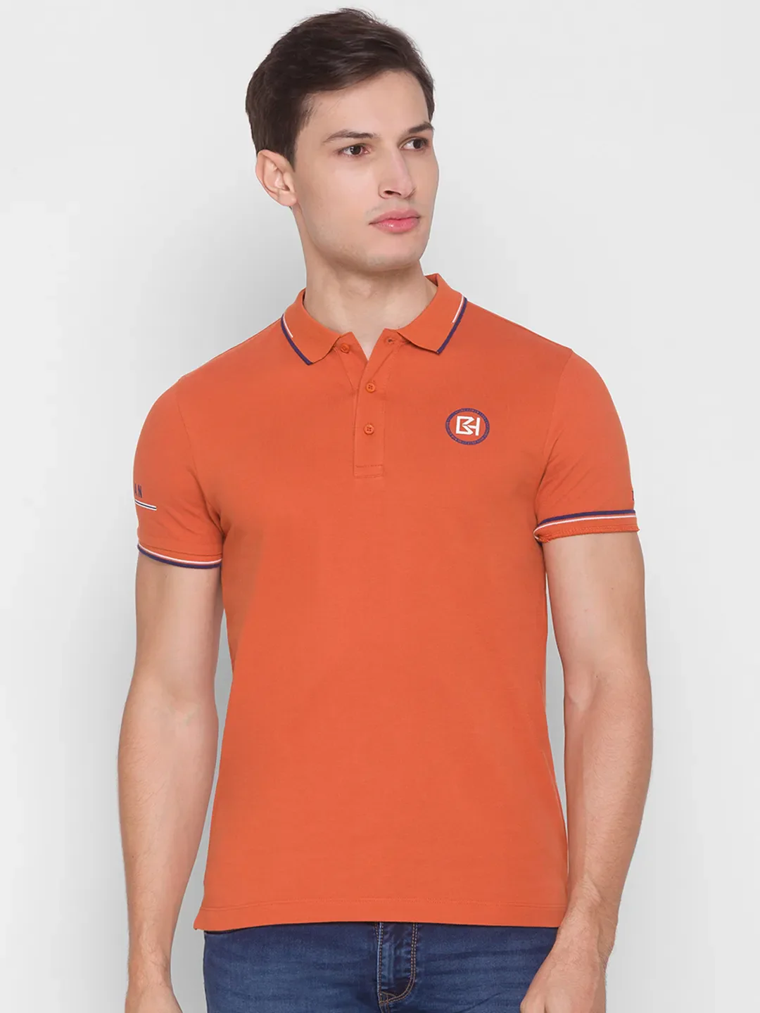 Brown Regular Fit Men's Polo T-Shirt by Being Human Clothing