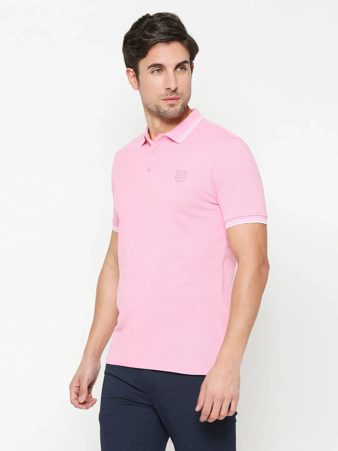 Pink Regular Fit Men's Polo T-Shirt by Being Human Clothing - Image 2