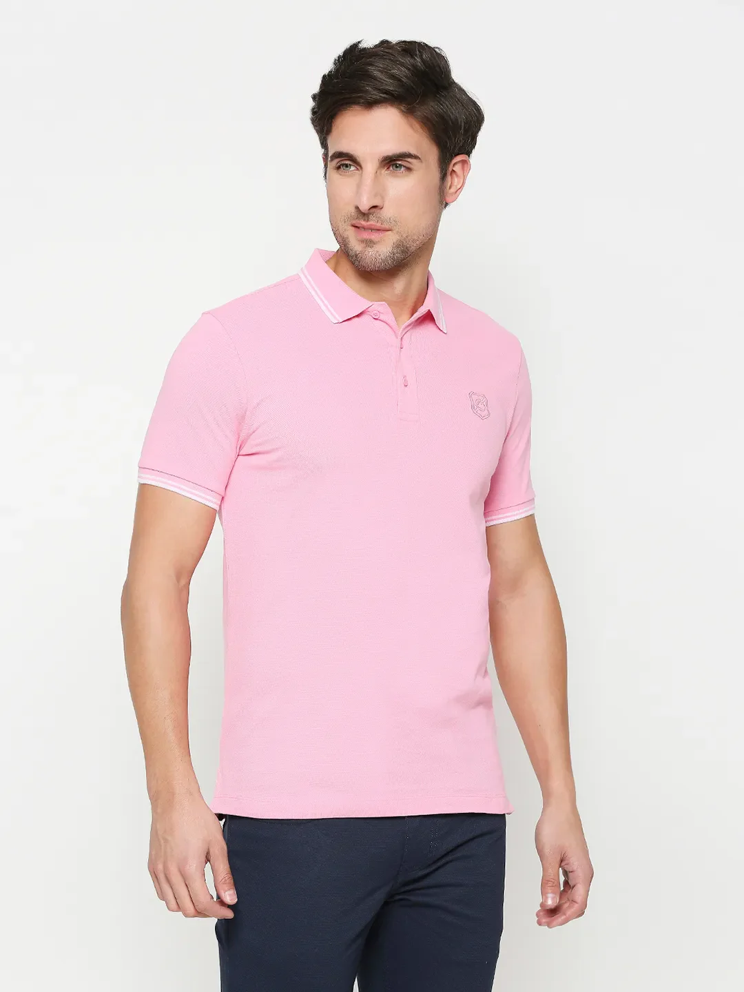 Pink Regular Fit Men's Polo T-Shirt by Being Human Clothing - Image 3