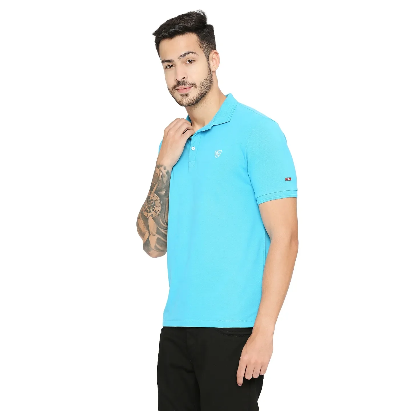 Blue Regular Fit Men's Polo T-shirt by Being Human Clothing - Image 2