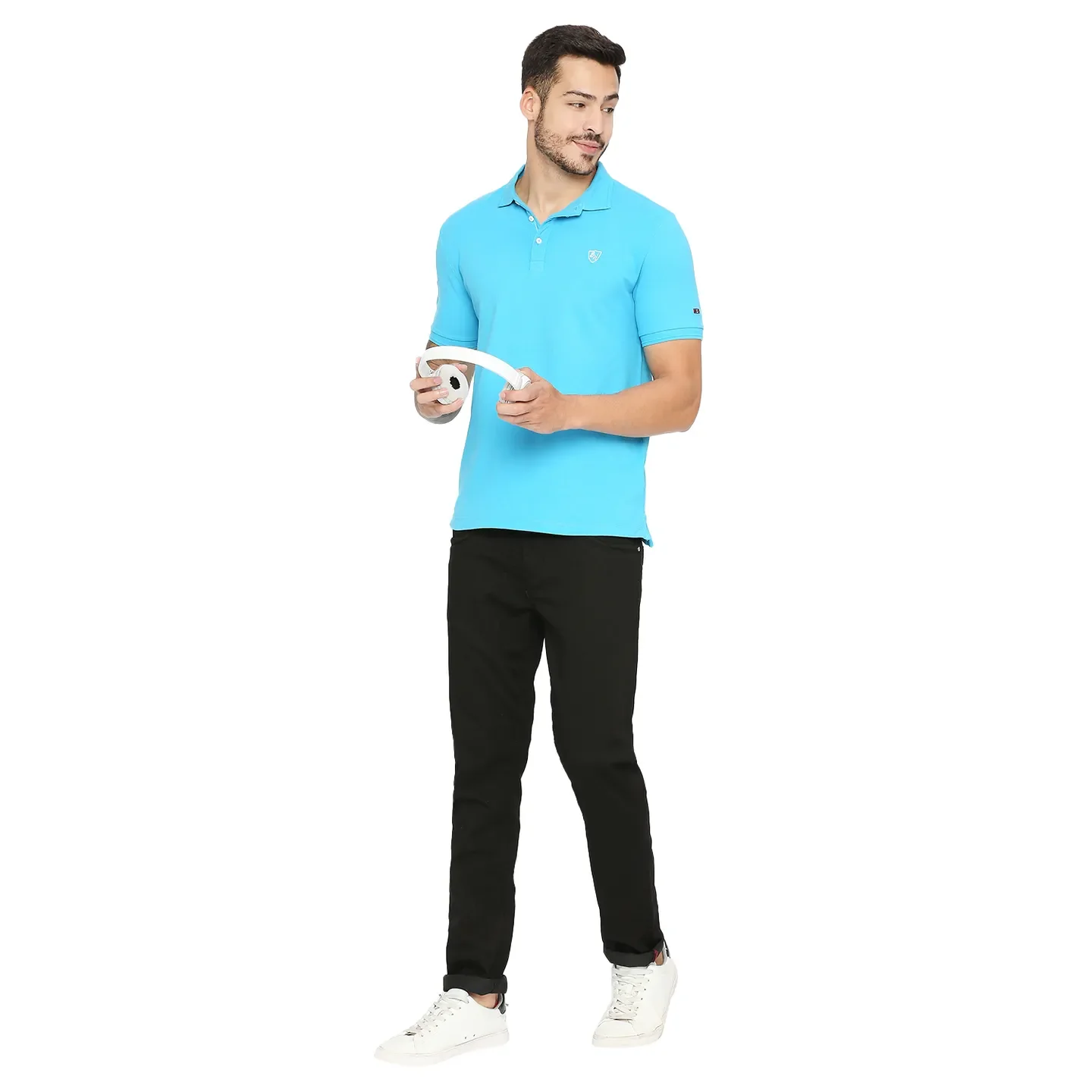Blue Regular Fit Men's Polo T-shirt by Being Human Clothing - Image 6