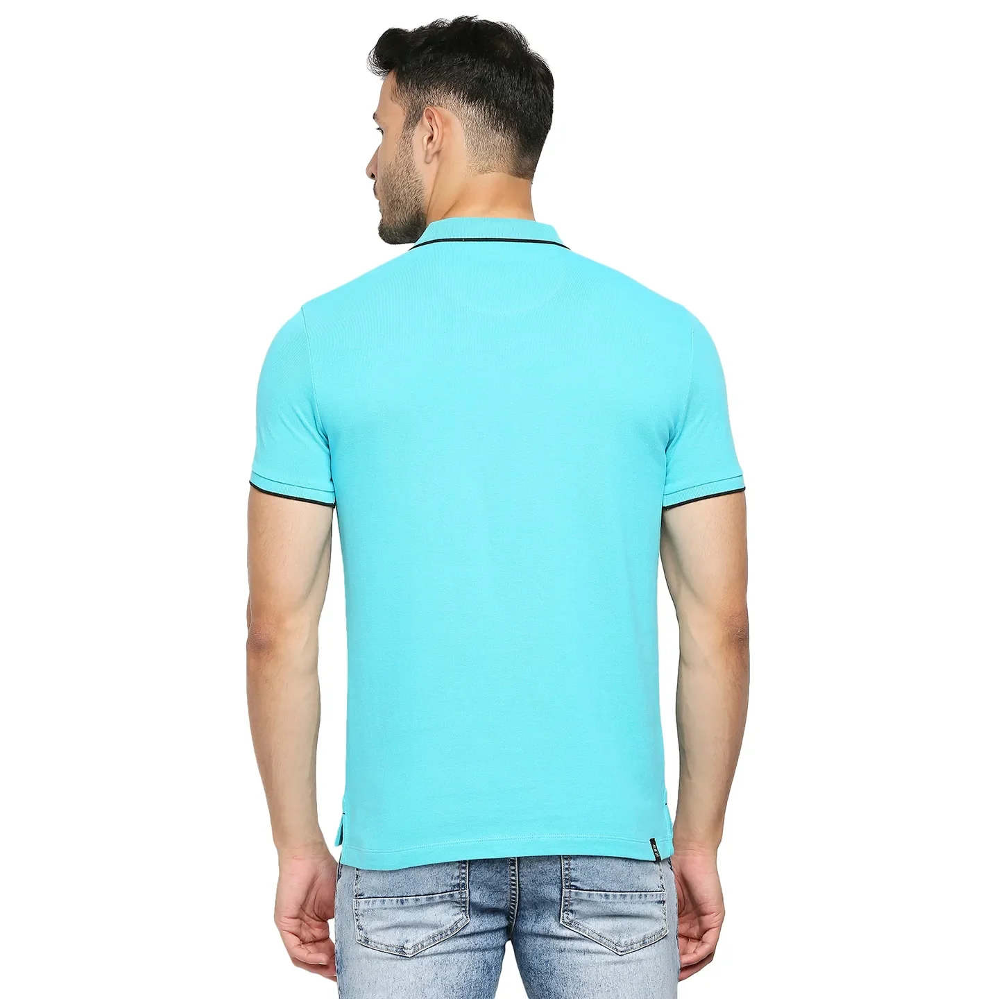 Blue Regular Fit Men's Polo T-Shirt by Being Human Clothing - Image 4