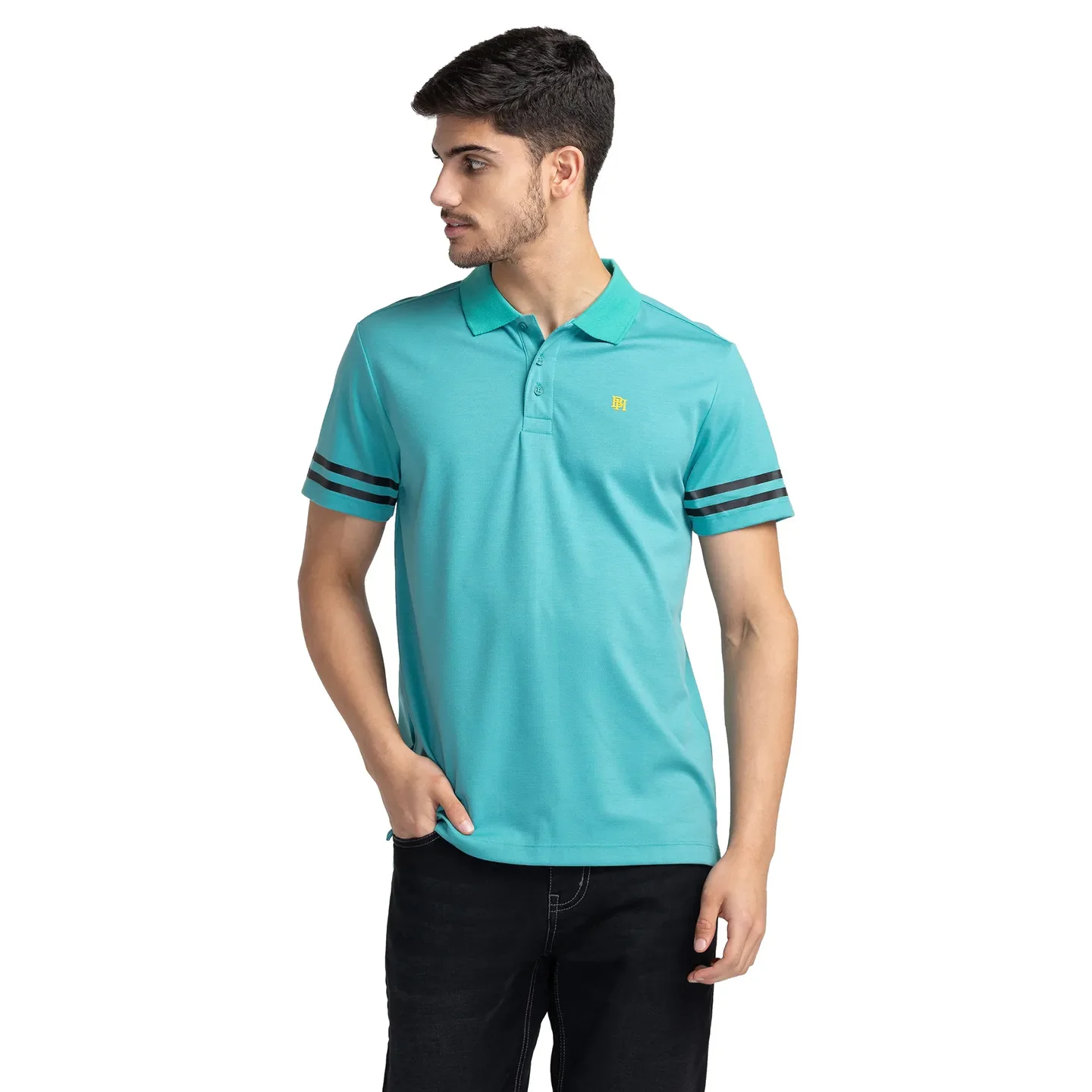 Green Regular Fit Men's Polo T-Shirt by Being Human Clothing