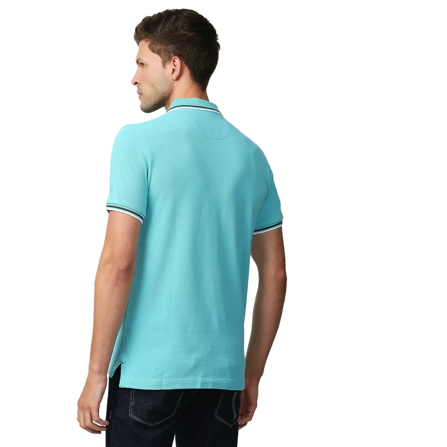 Blue Regular Fit Men's Polo T-Shirt by Being Human Clothing - Image 4