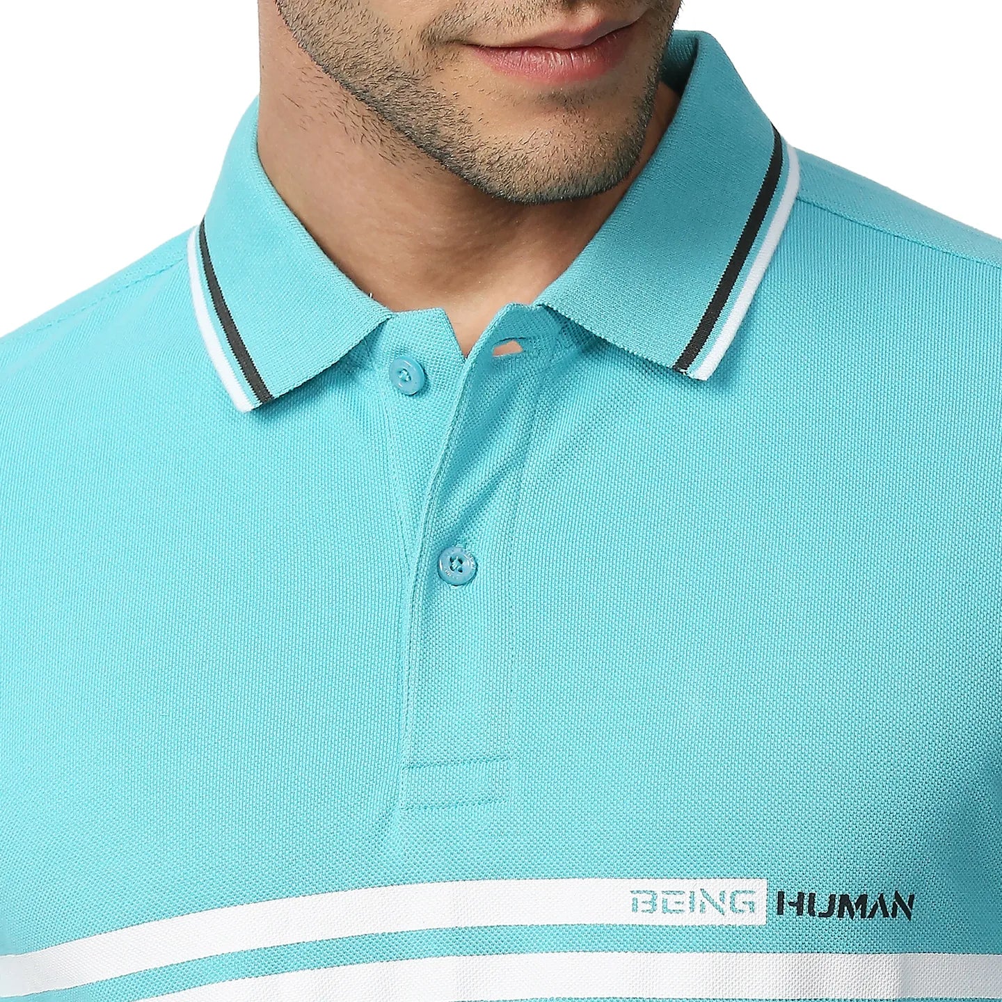 Blue Regular Fit Men's Polo T-Shirt by Being Human Clothing - Image 5
