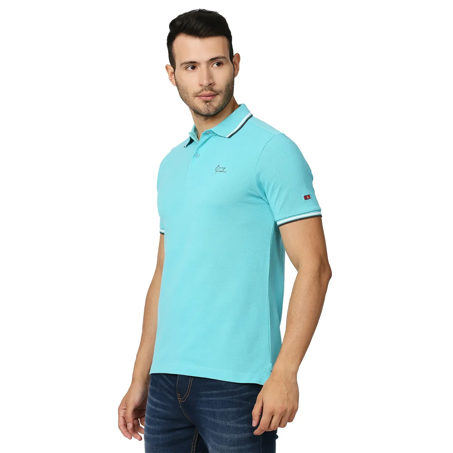 Blue Regular Fit Men's Polo T-Shirt by Being Human Clothing - Image 2