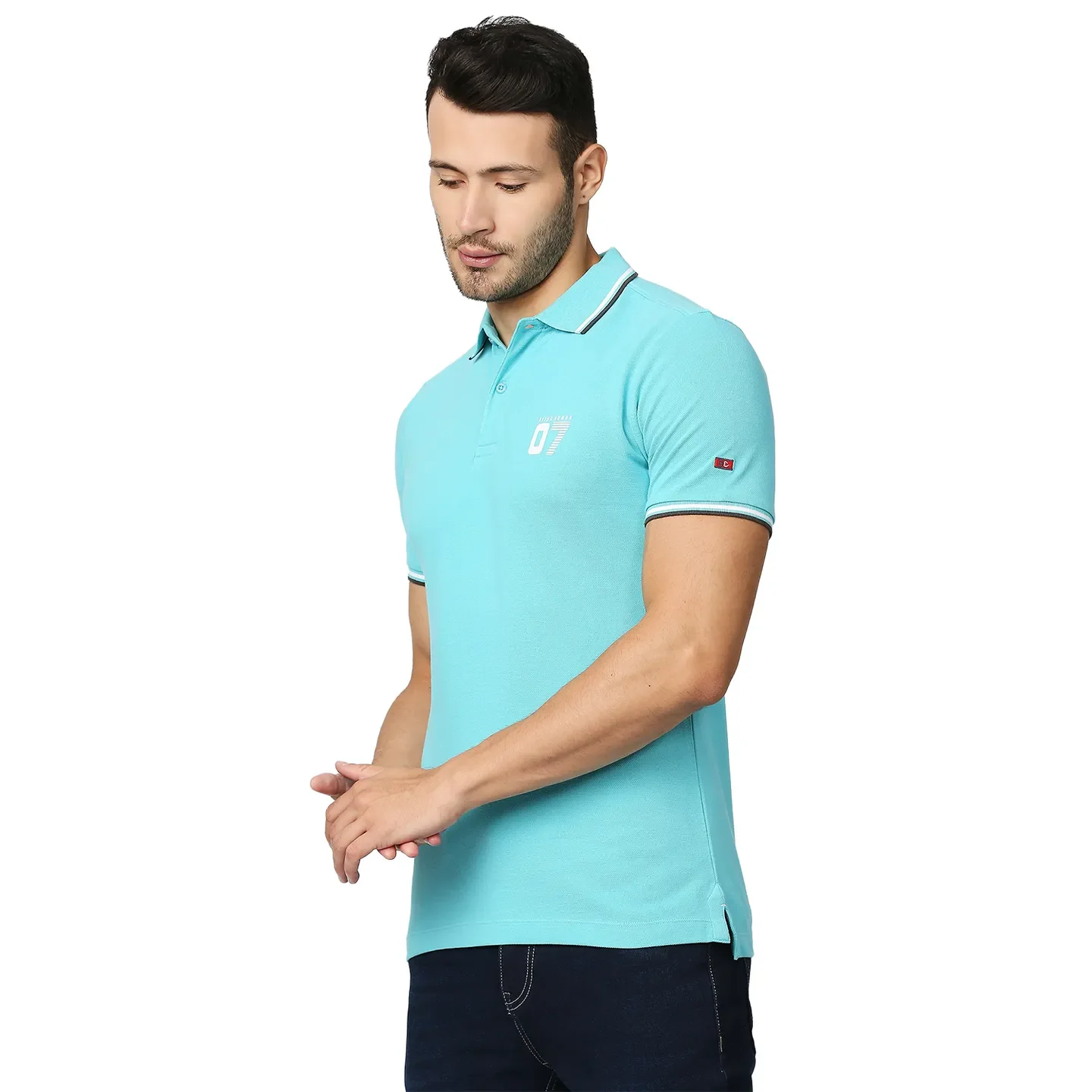 Blue Regular Fit Men's Polo T-Shirt by Being Human Clothing - Image 2