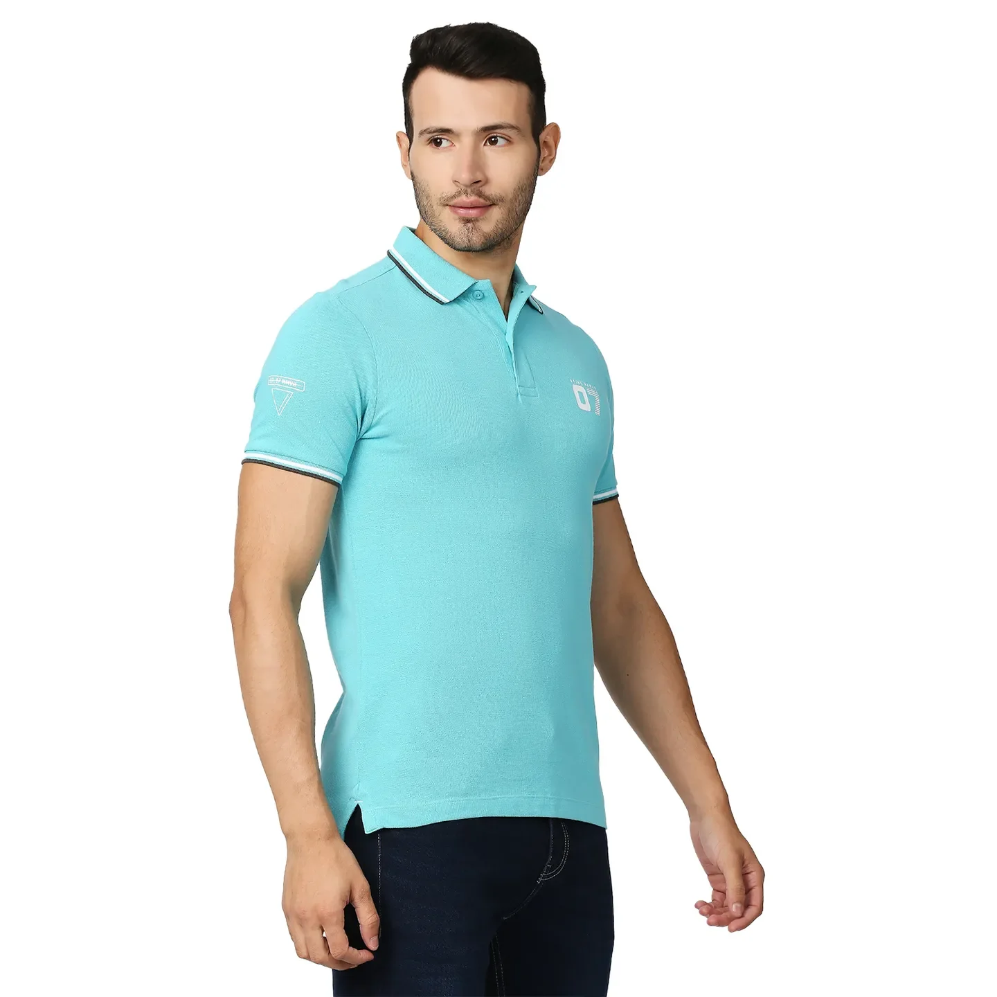 Blue Regular Fit Men's Polo T-Shirt by Being Human Clothing - Image 3
