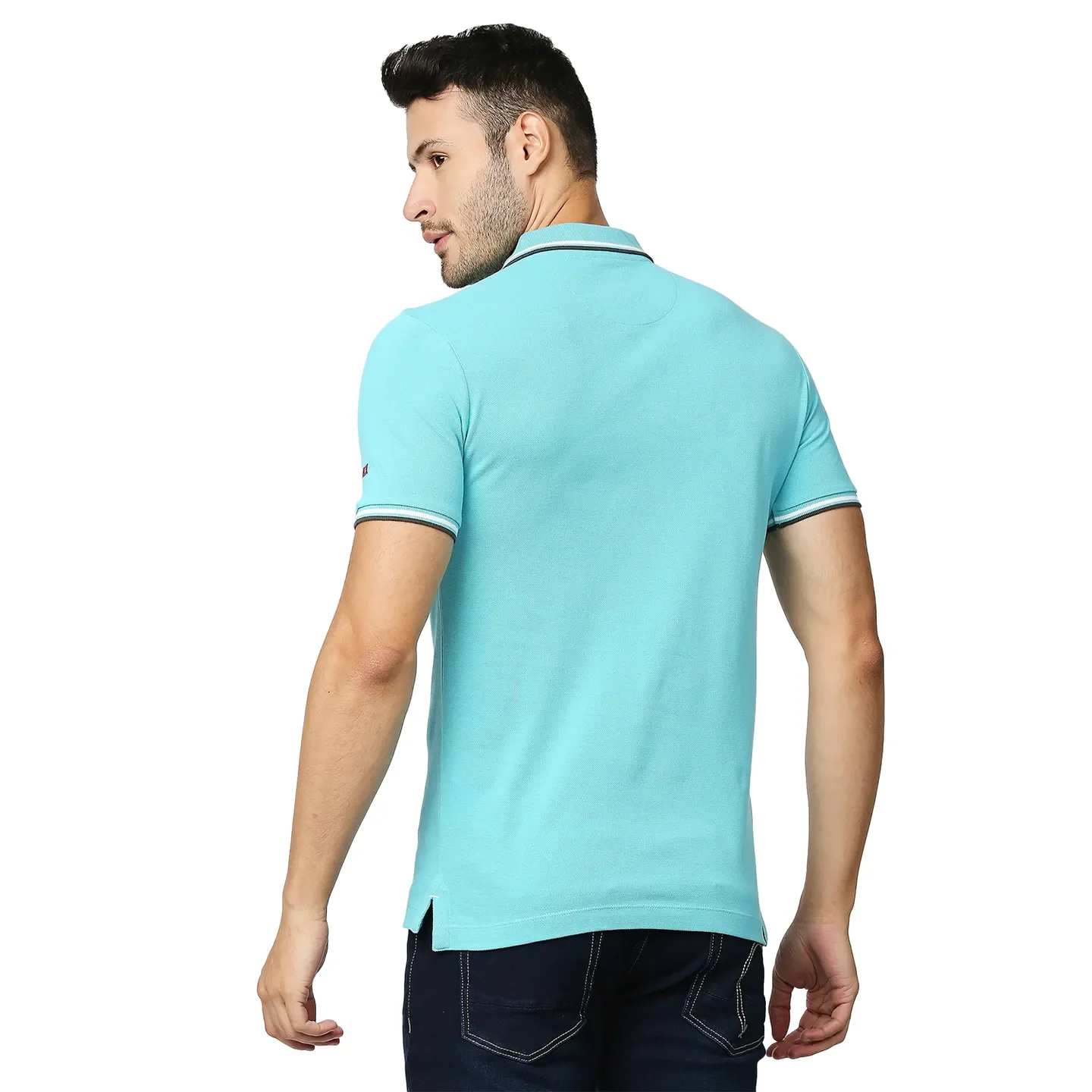 Blue Regular Fit Men's Polo T-Shirt by Being Human Clothing - Image 4