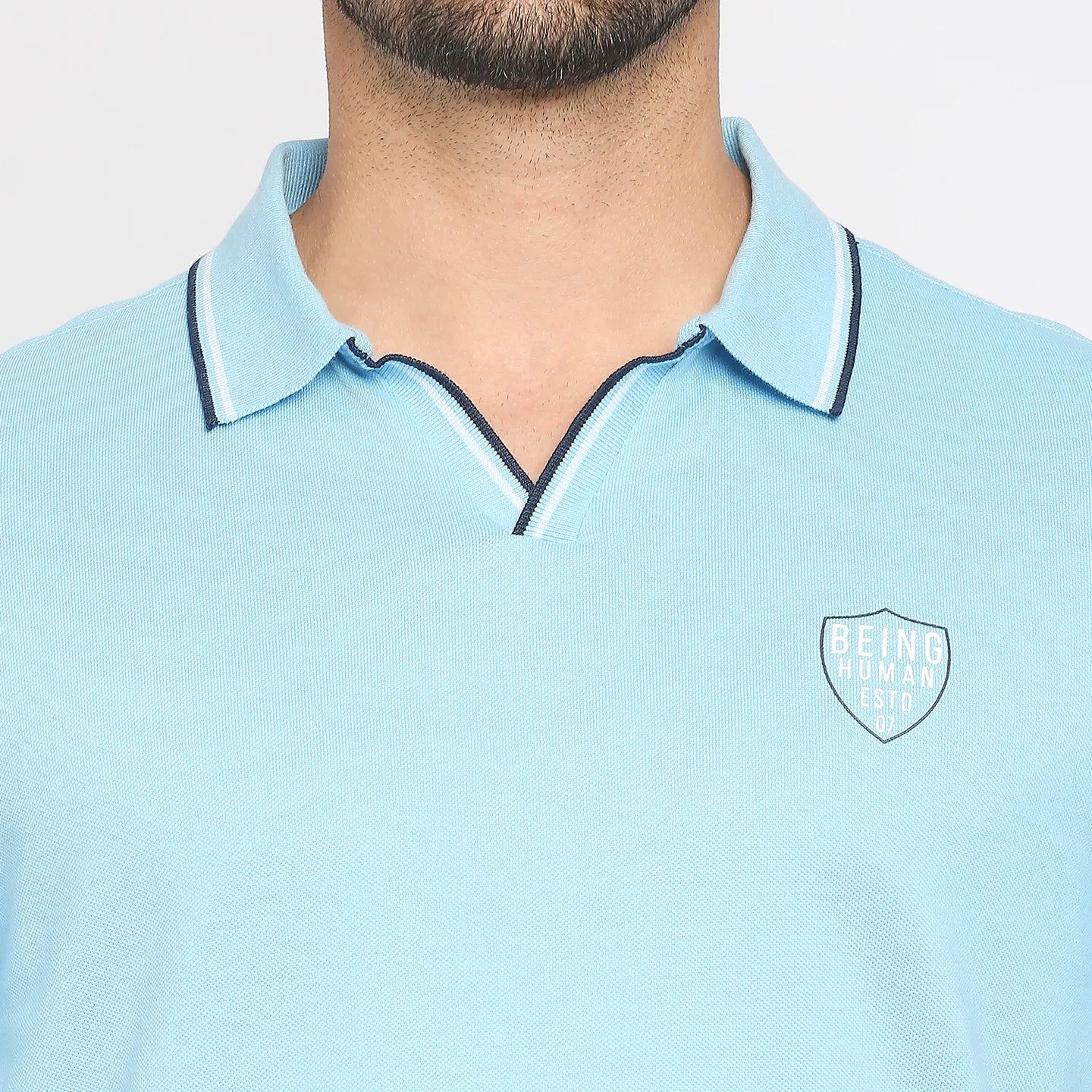 Blue Regular Fit Men's Polo T-Shirt by Being Human Clothing - Image 5
