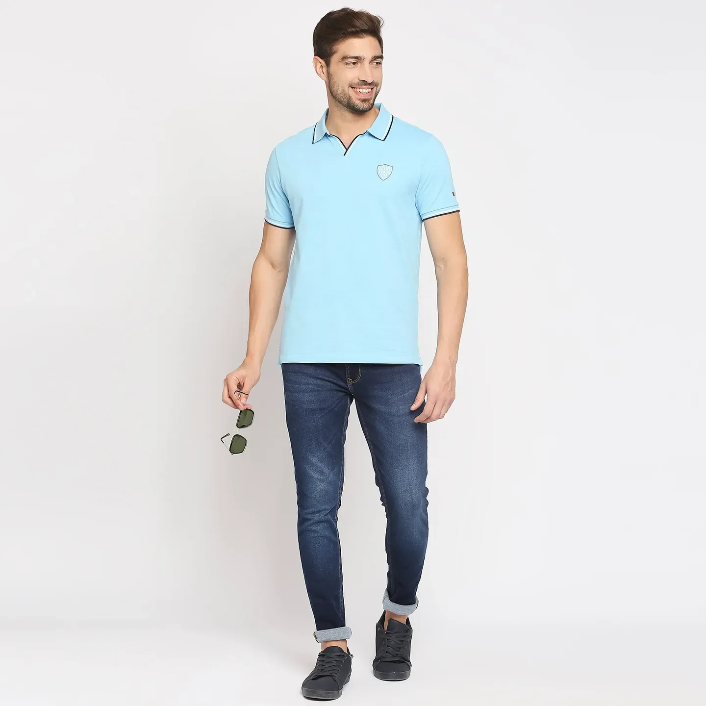 Blue Regular Fit Men's Polo T-Shirt by Being Human Clothing - Image 6