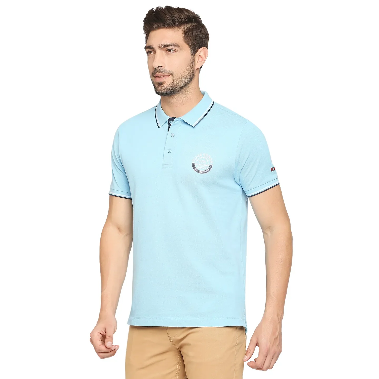 Blue Regular Fit Men's Polo T-Shirt by Being Human Clothing - Image 3