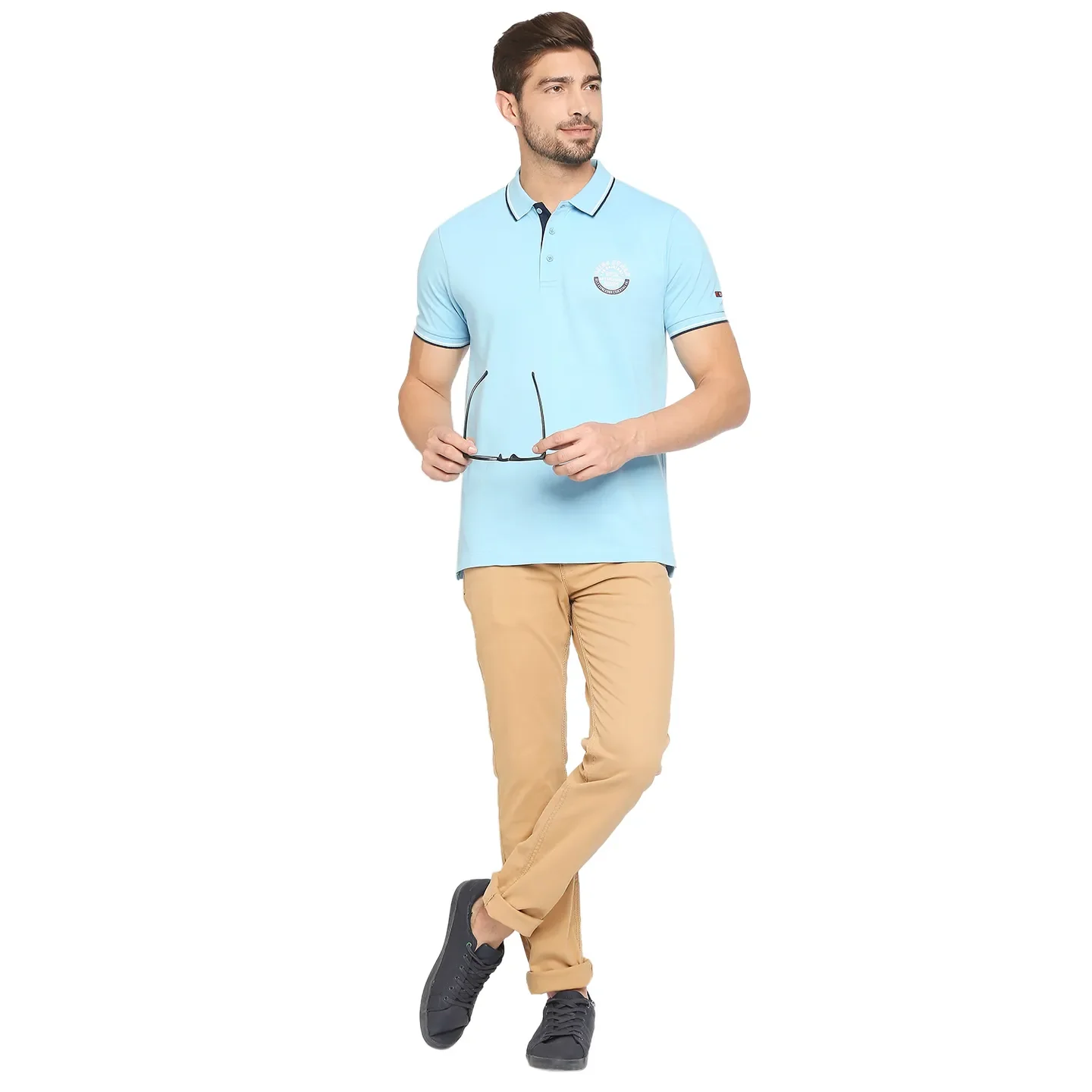 Blue Regular Fit Men's Polo T-Shirt by Being Human Clothing - Image 6