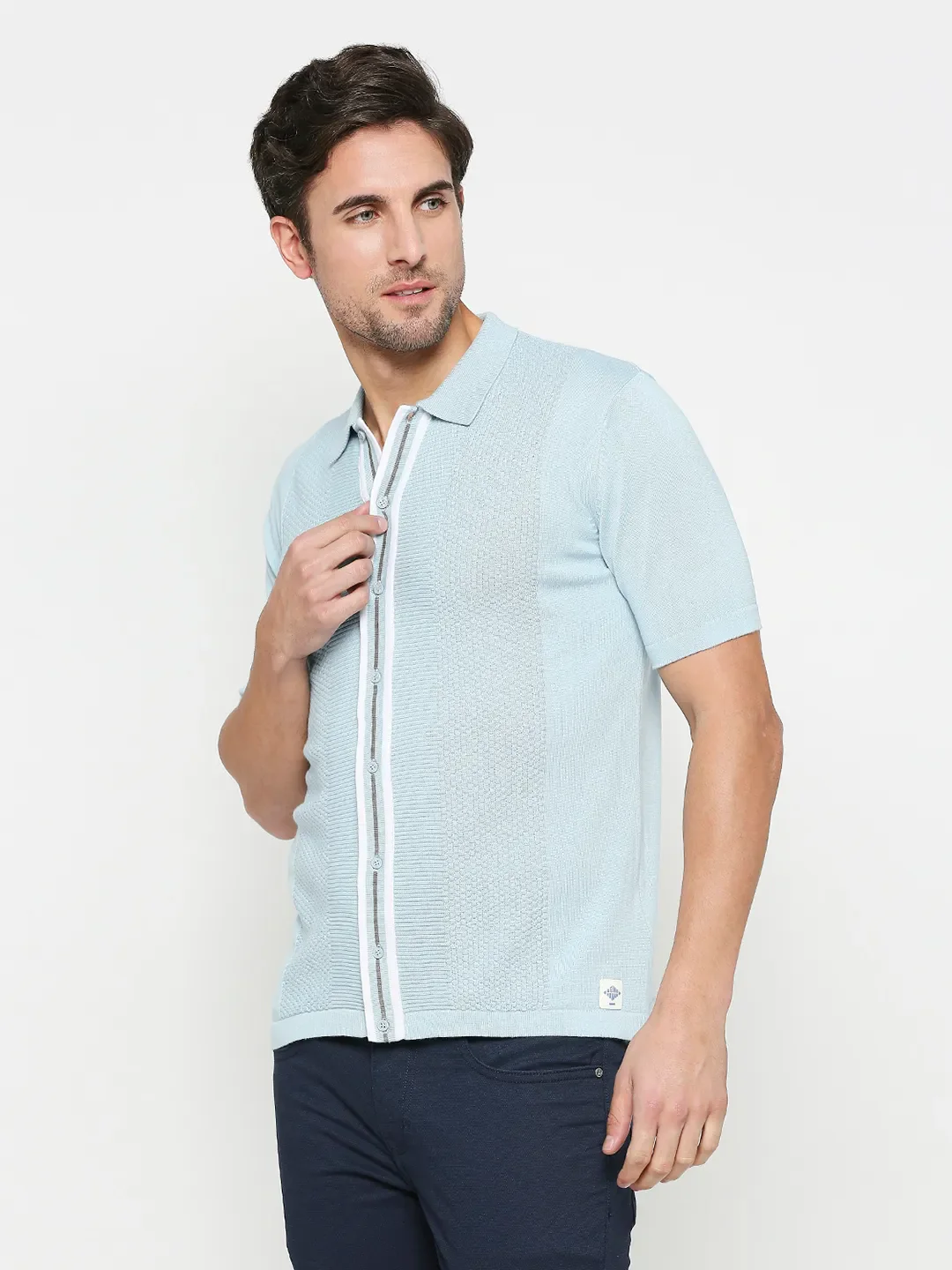 Sky Blue Regular Fit Men's Polo T-shirt by Being Human Clothing - Image 2