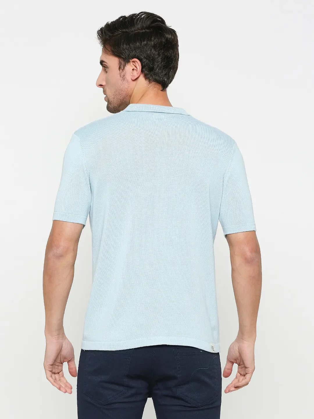 Sky Blue Regular Fit Men's Polo T-shirt by Being Human Clothing - Image 4