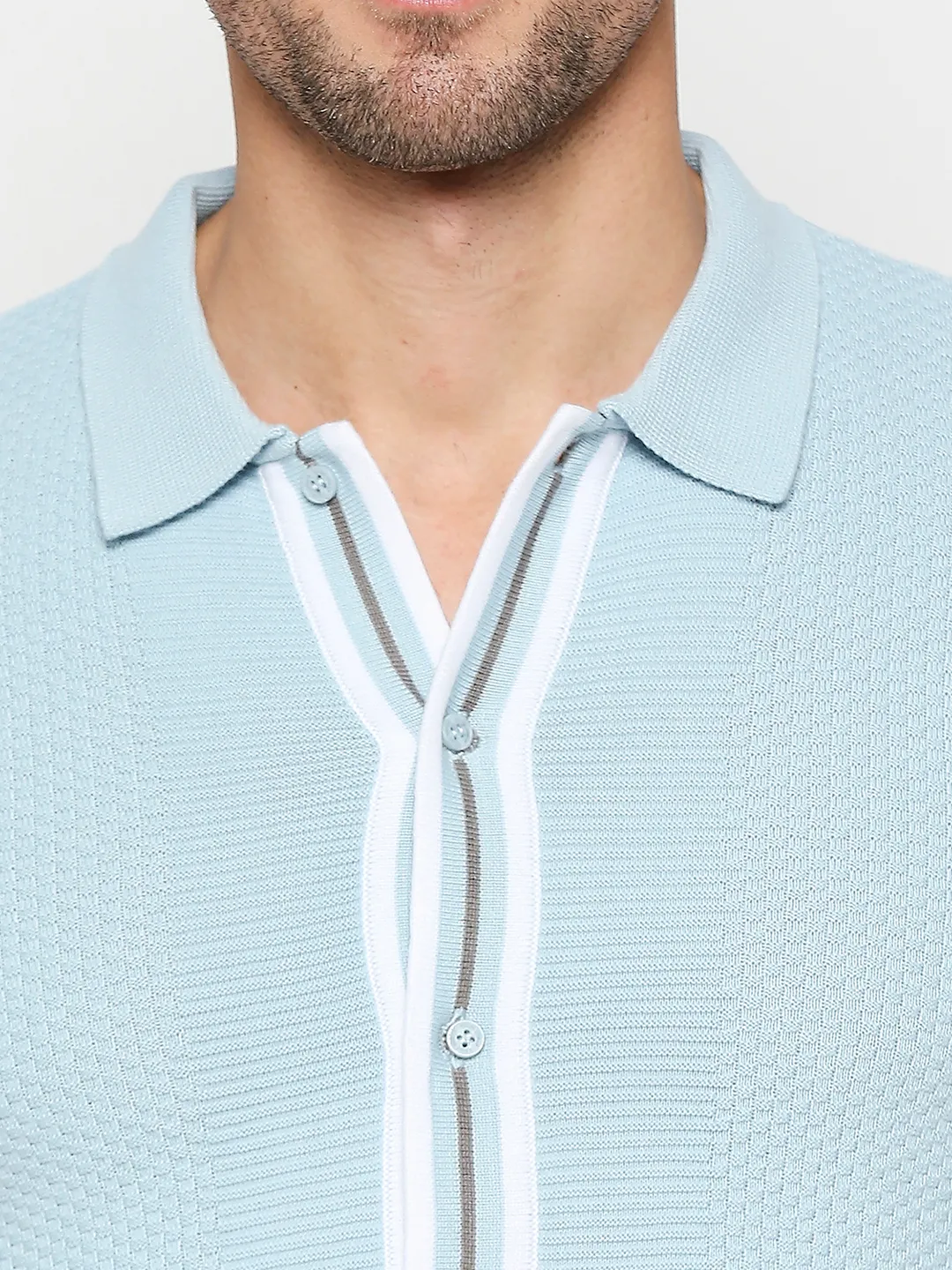 Sky Blue Regular Fit Men's Polo T-shirt by Being Human Clothing - Image 5