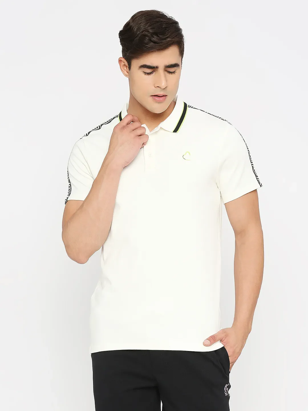 White Regular Fit Men's Polo T-Shirt by Being Human Clothing