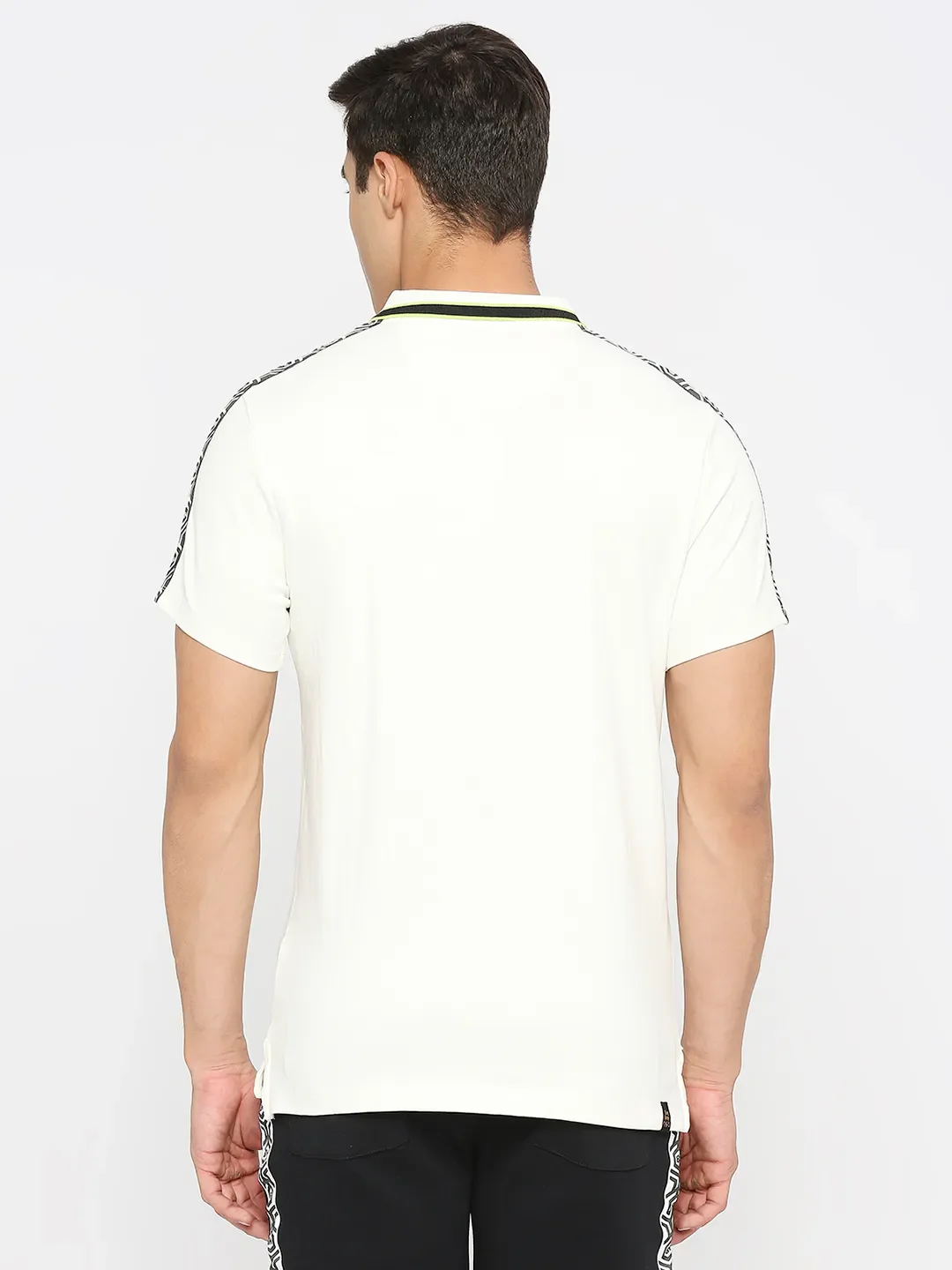 White Regular Fit Men's Polo T-Shirt by Being Human Clothing - Image 4