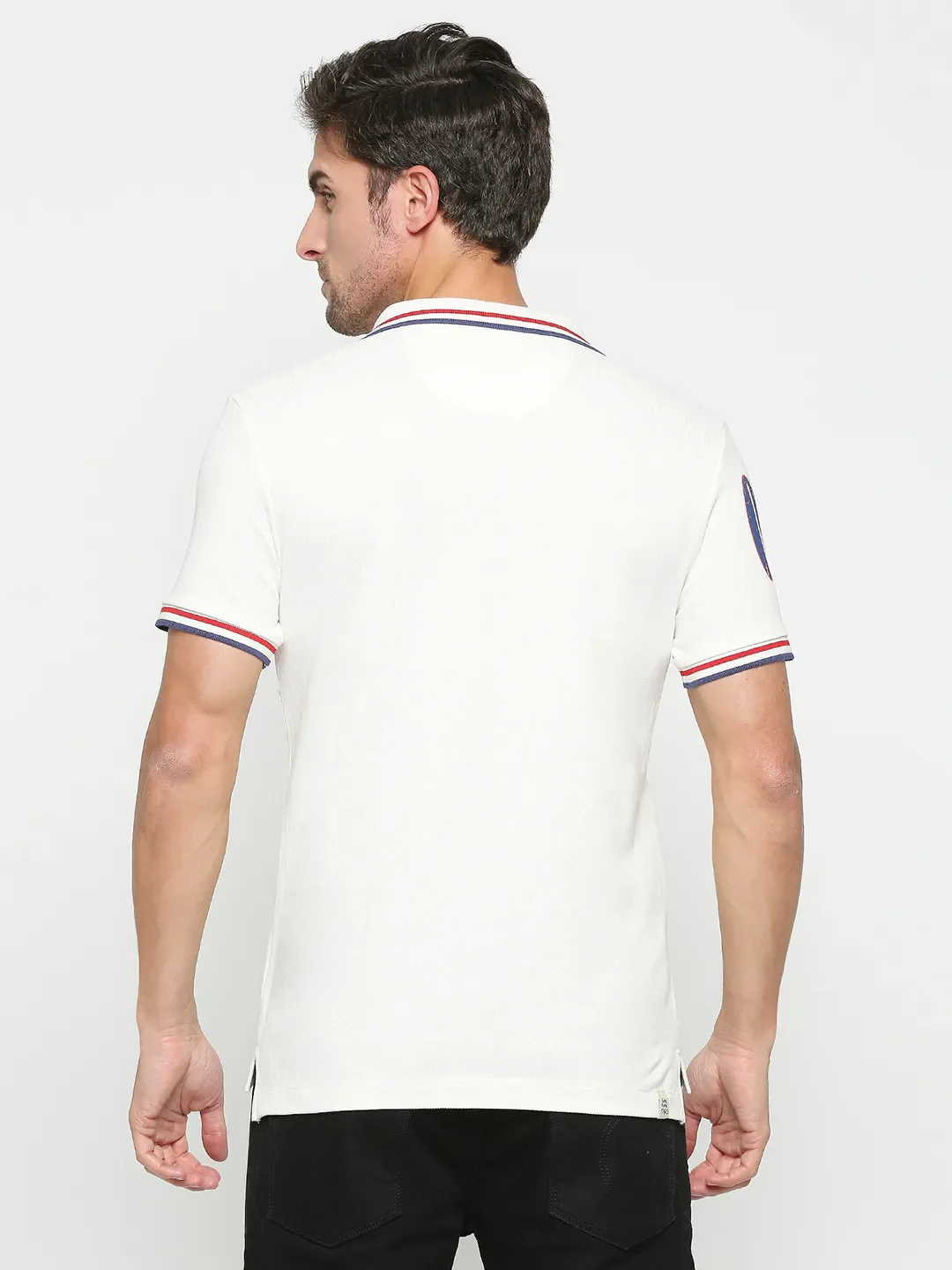 White Regular Fit Men's Polo T-Shirt by Being Human Clothing - Image 4