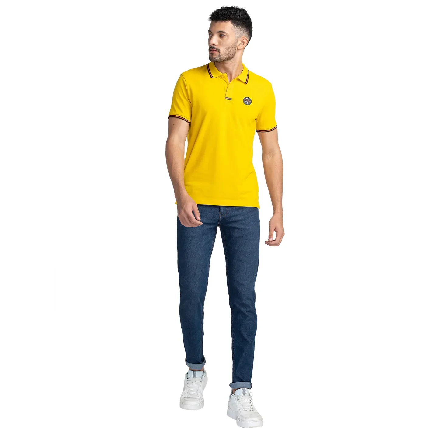 Yellow Regular Fit Men's Polo T-Shirt by Being Human Clothing - Image 2
