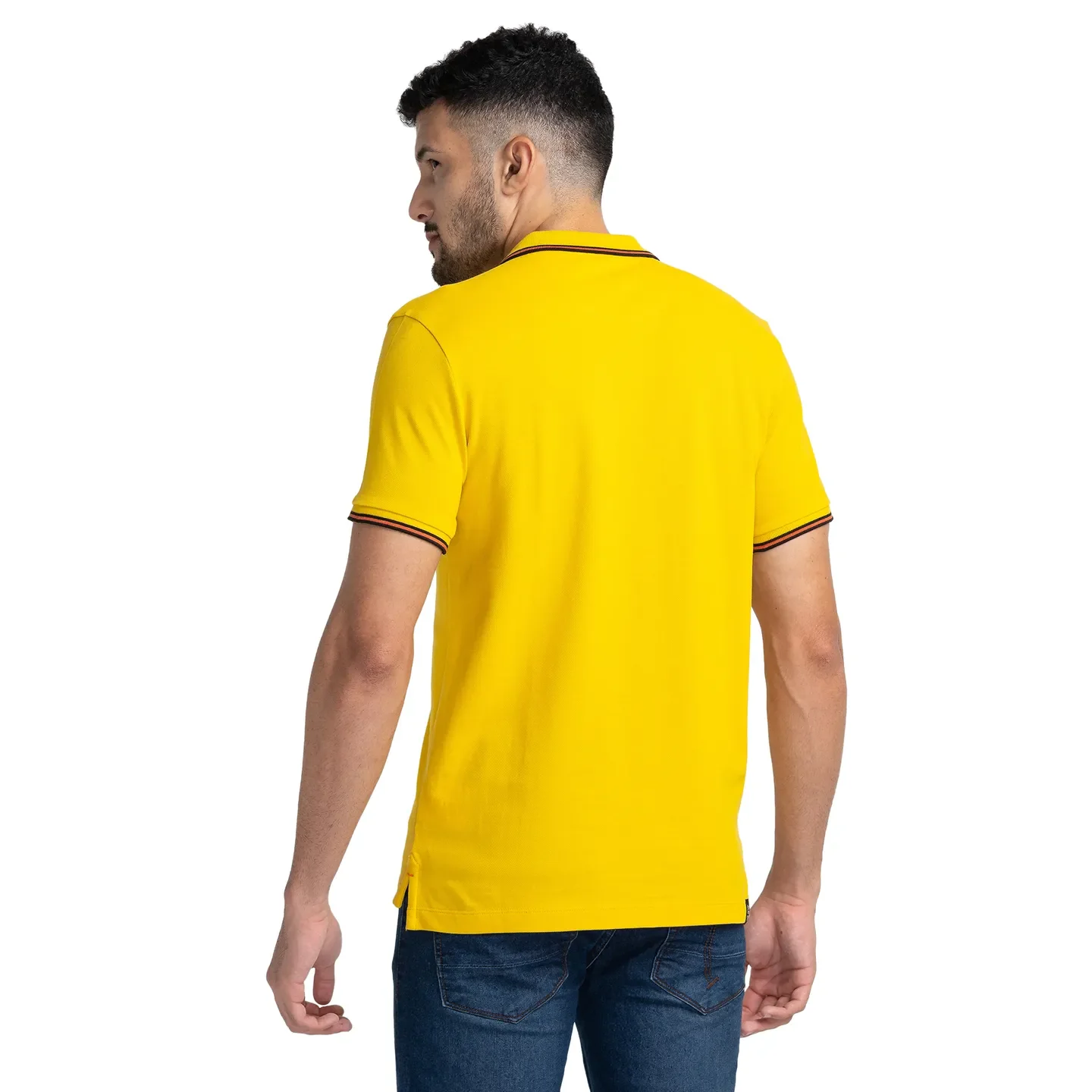 Yellow Regular Fit Men's Polo T-Shirt by Being Human Clothing - Image 3