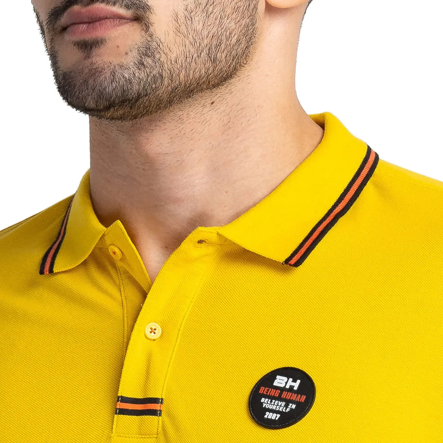 Yellow Regular Fit Men's Polo T-Shirt by Being Human Clothing - Image 5