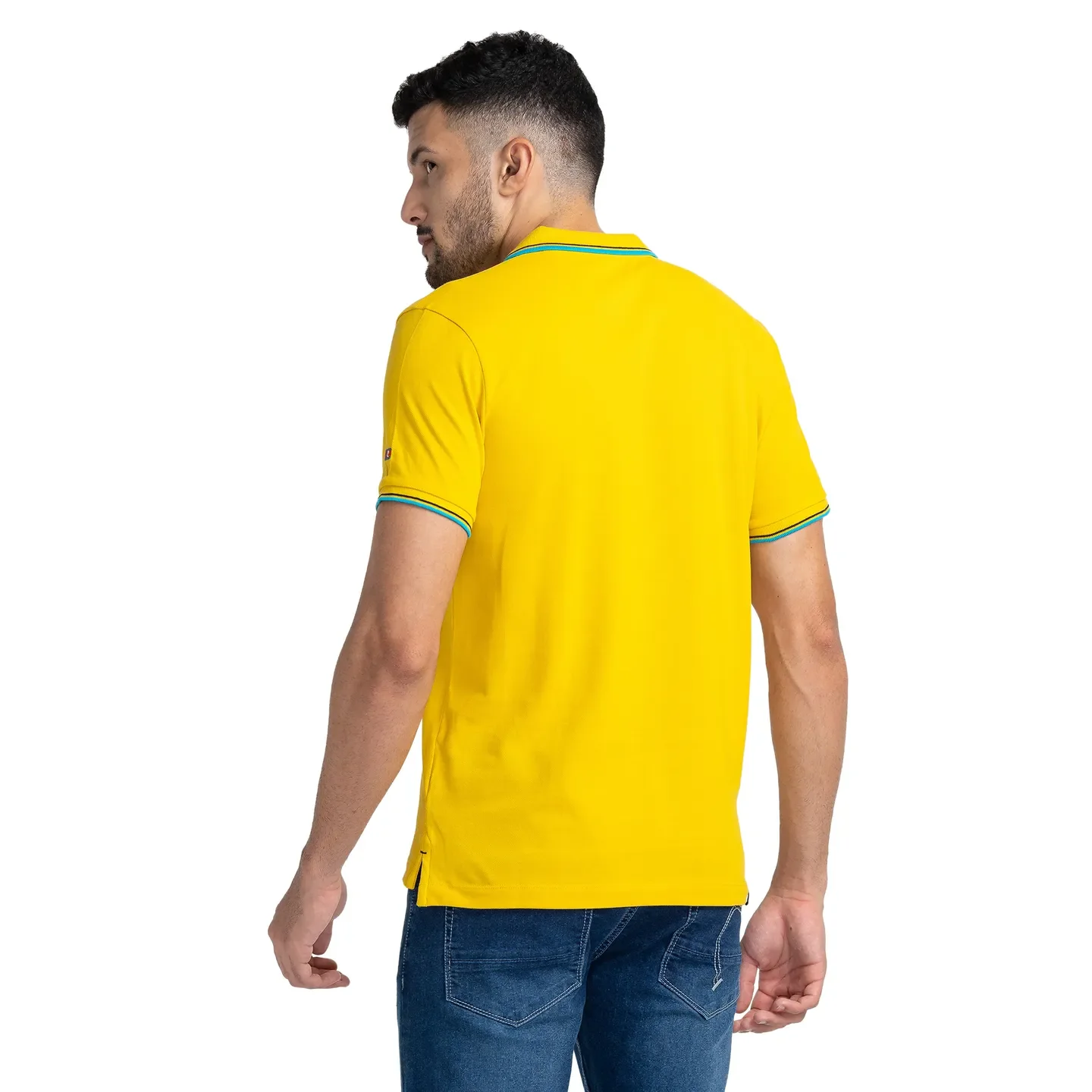 Yellow Regular Fit Men's Polo T-Shirt by Being Human Clothing - Image 3