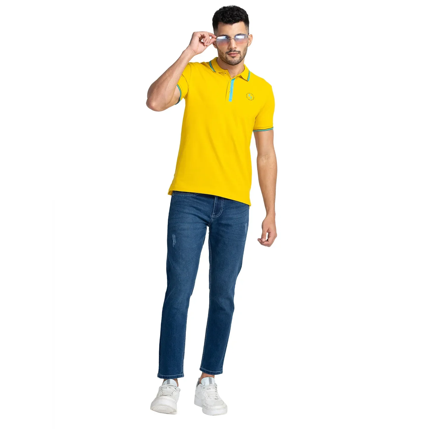 Yellow Regular Fit Men's Polo T-Shirt by Being Human Clothing - Image 6