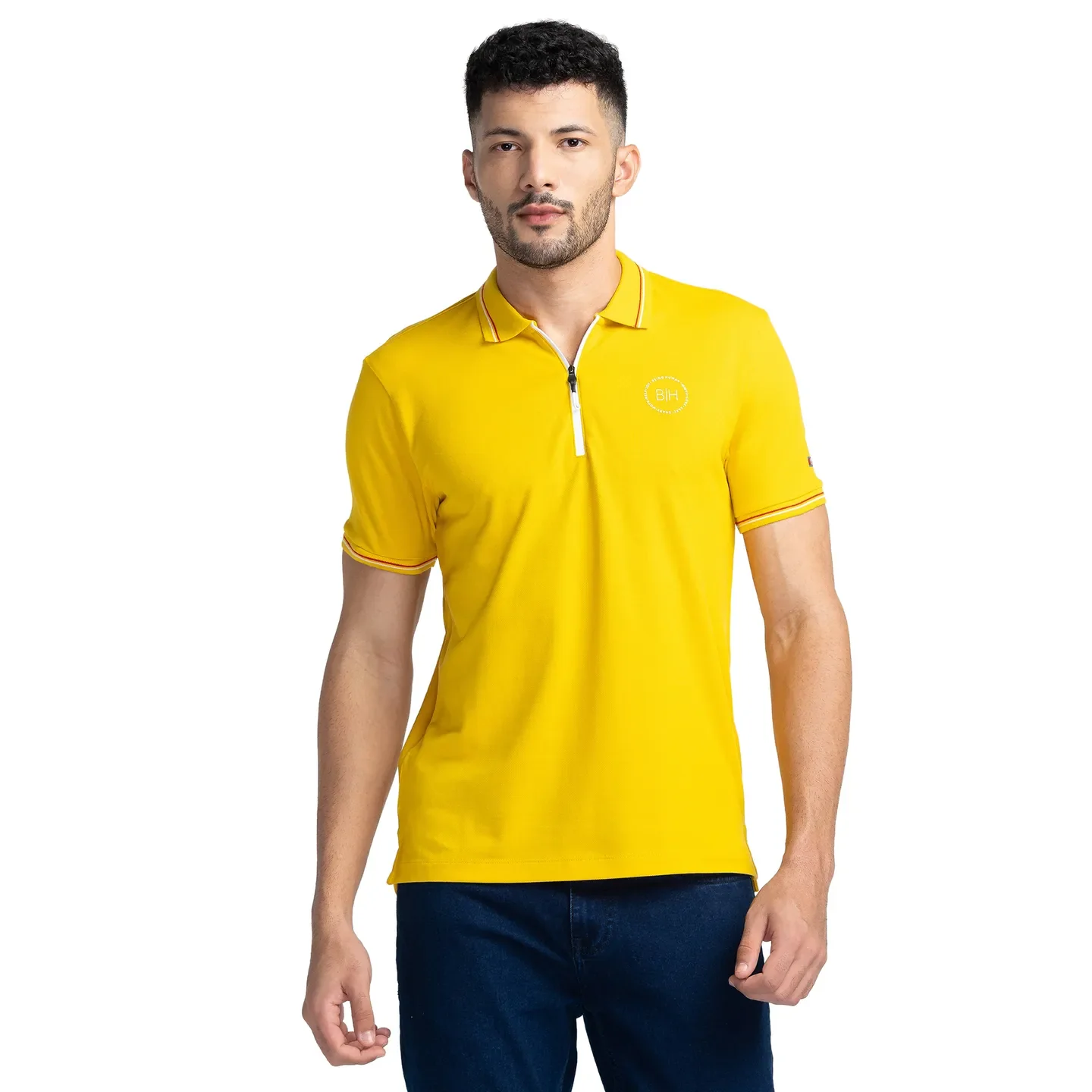 Yellow Regular Fit Men's Polo T-Shirt by Being Human Clothing