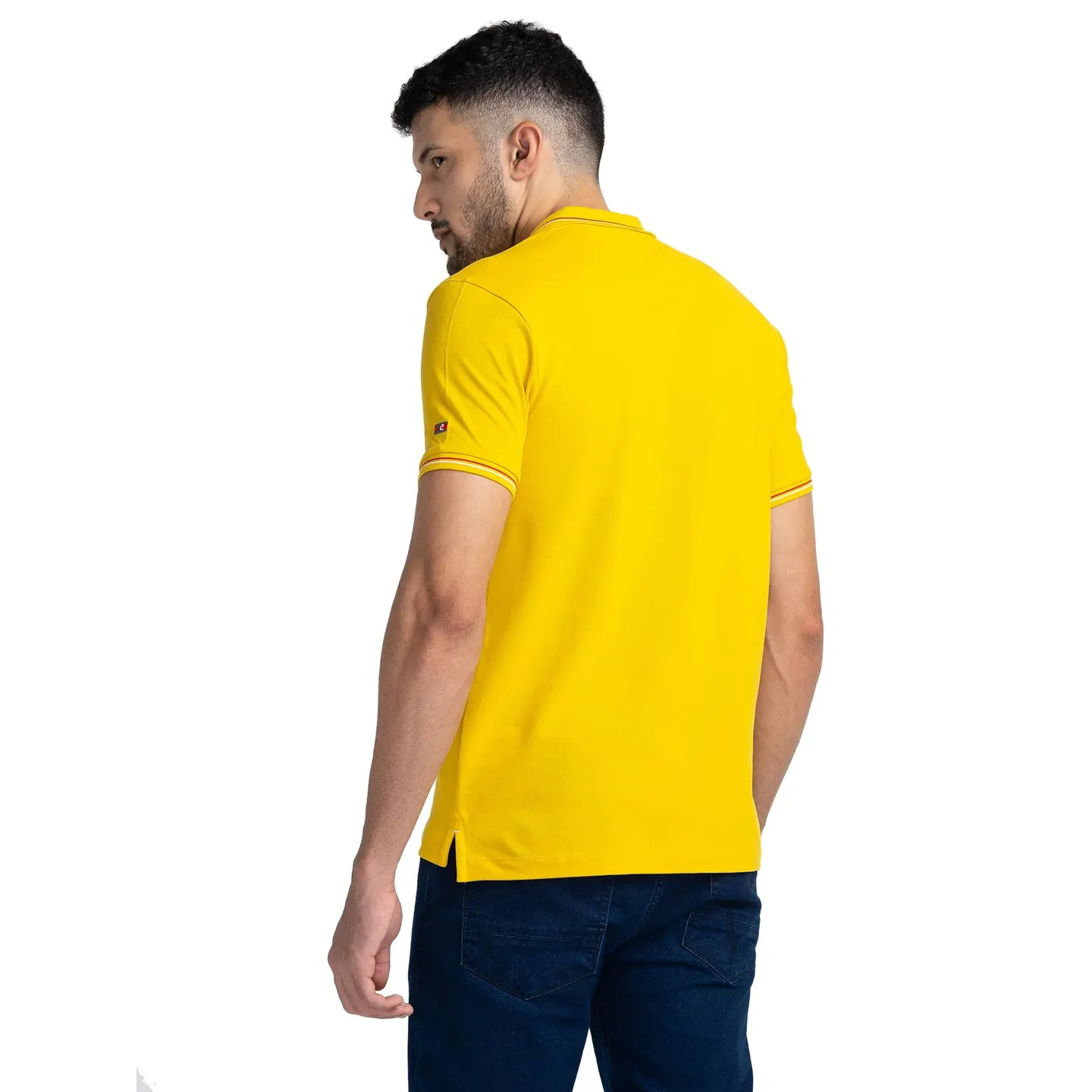 Yellow Regular Fit Men's Polo T-Shirt by Being Human Clothing - Image 3