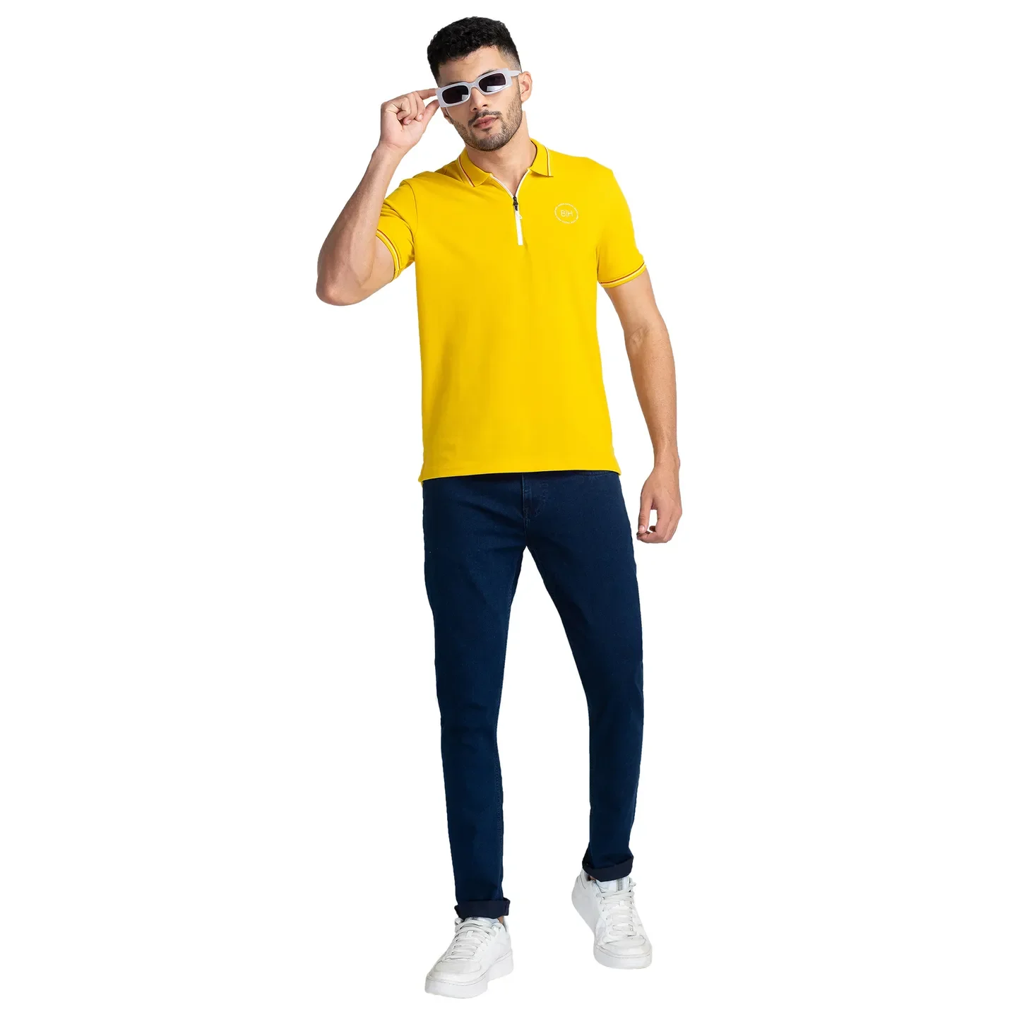 Yellow Regular Fit Men's Polo T-Shirt by Being Human Clothing - Image 6